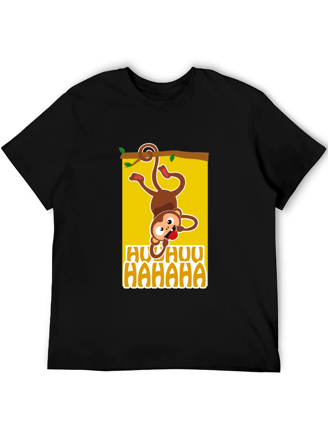 Black Funny Monkey Graphic Tee - HUU HAHAA T-Shirt view 5