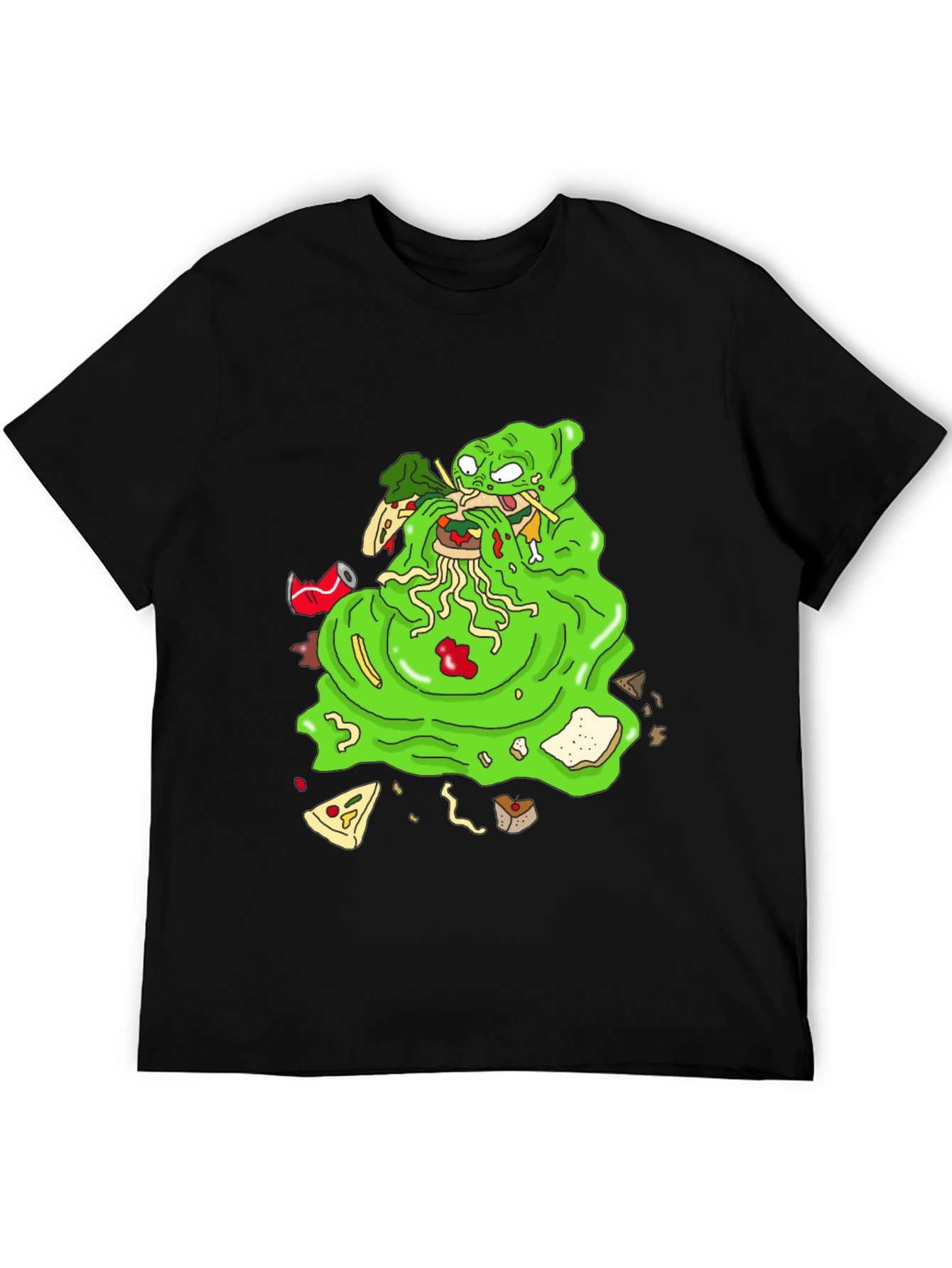 Black Green Blob Monster Eating Graphic T-Shirt view 5