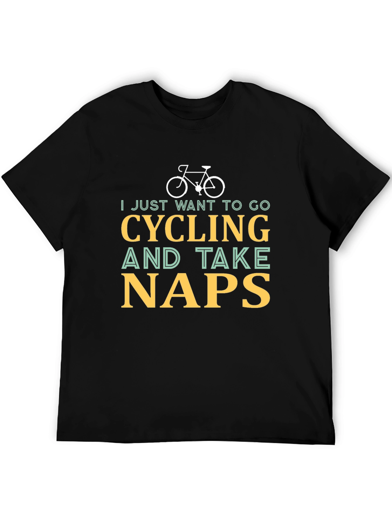 Black Cycling & Naps Graphic Tee -  Mens Casual T-Shirt view 5