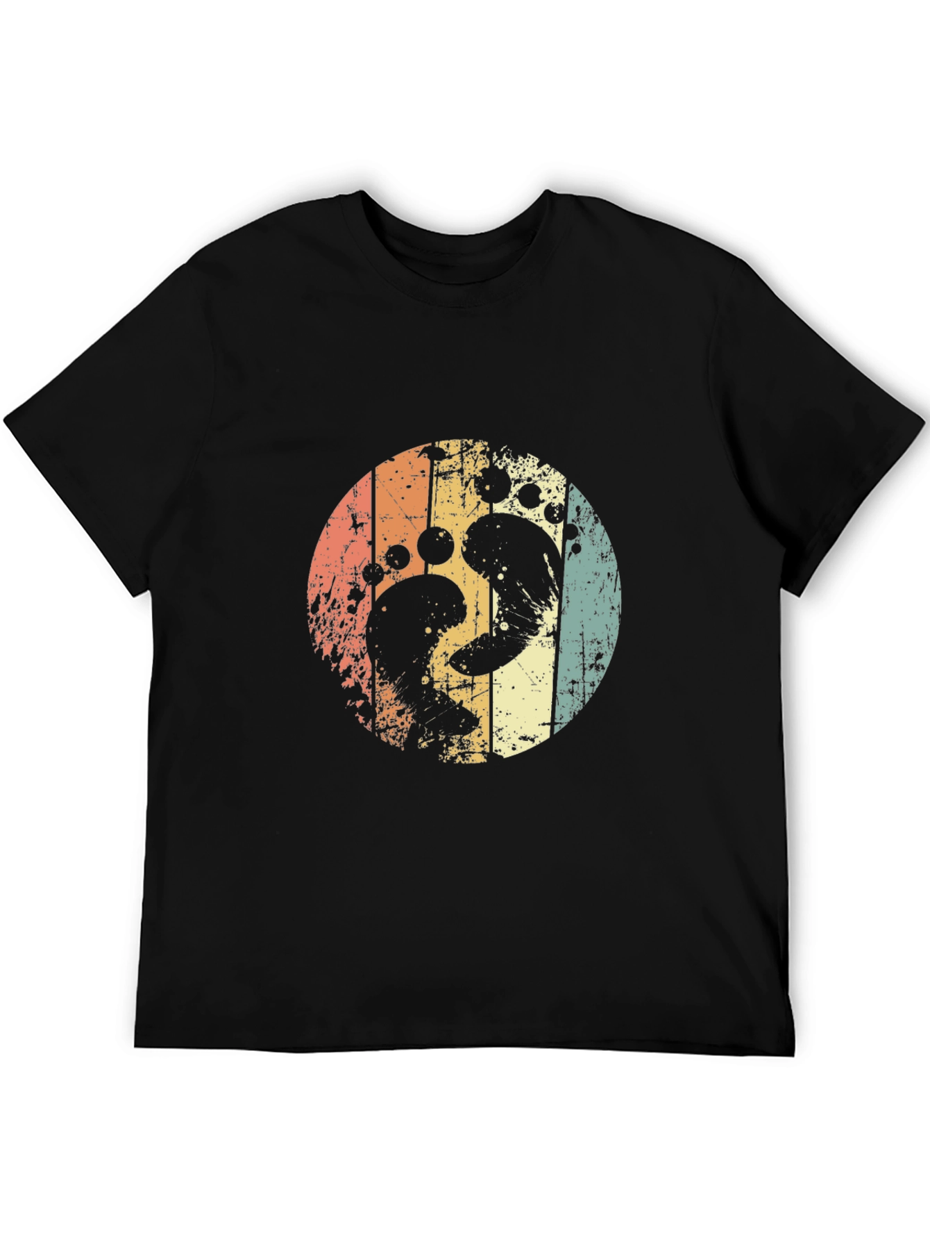 Black Retro Footprint Circle Tee view 5