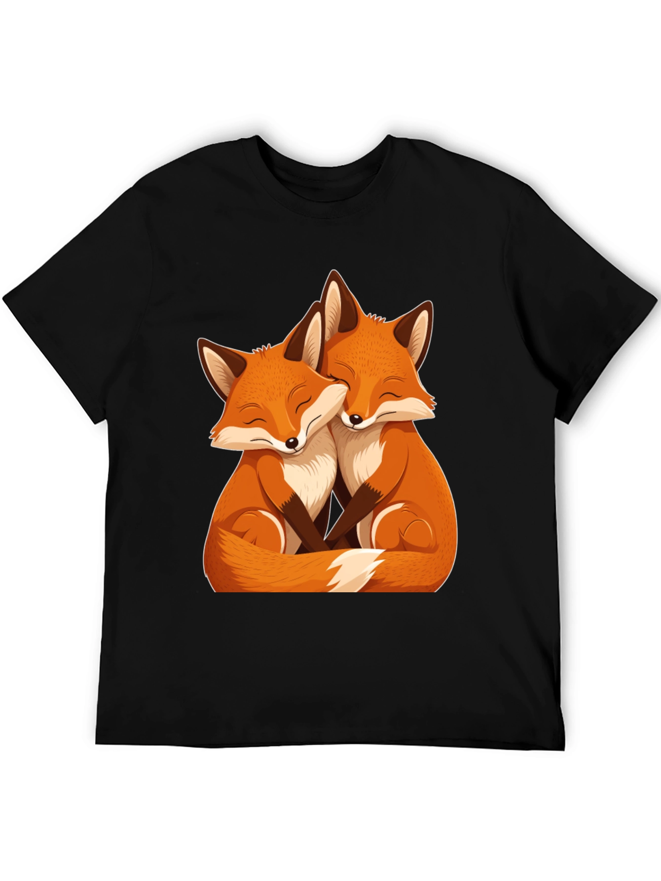 Black Foxes Hugging Graphic Tee view 5