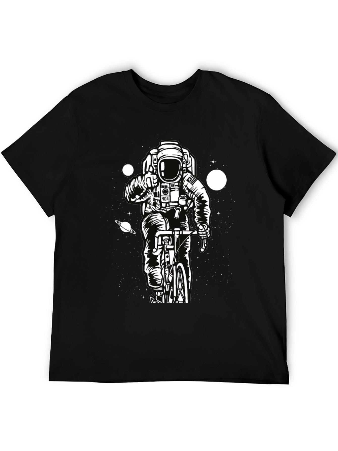 Black Astronaut on Bike Graphic T-Shirt - Space Adventure Tee view 5