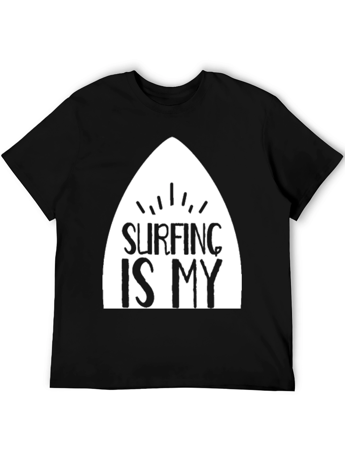 Surfing Is My T-Shirt - Black Cotton Surfboard Tee - 5