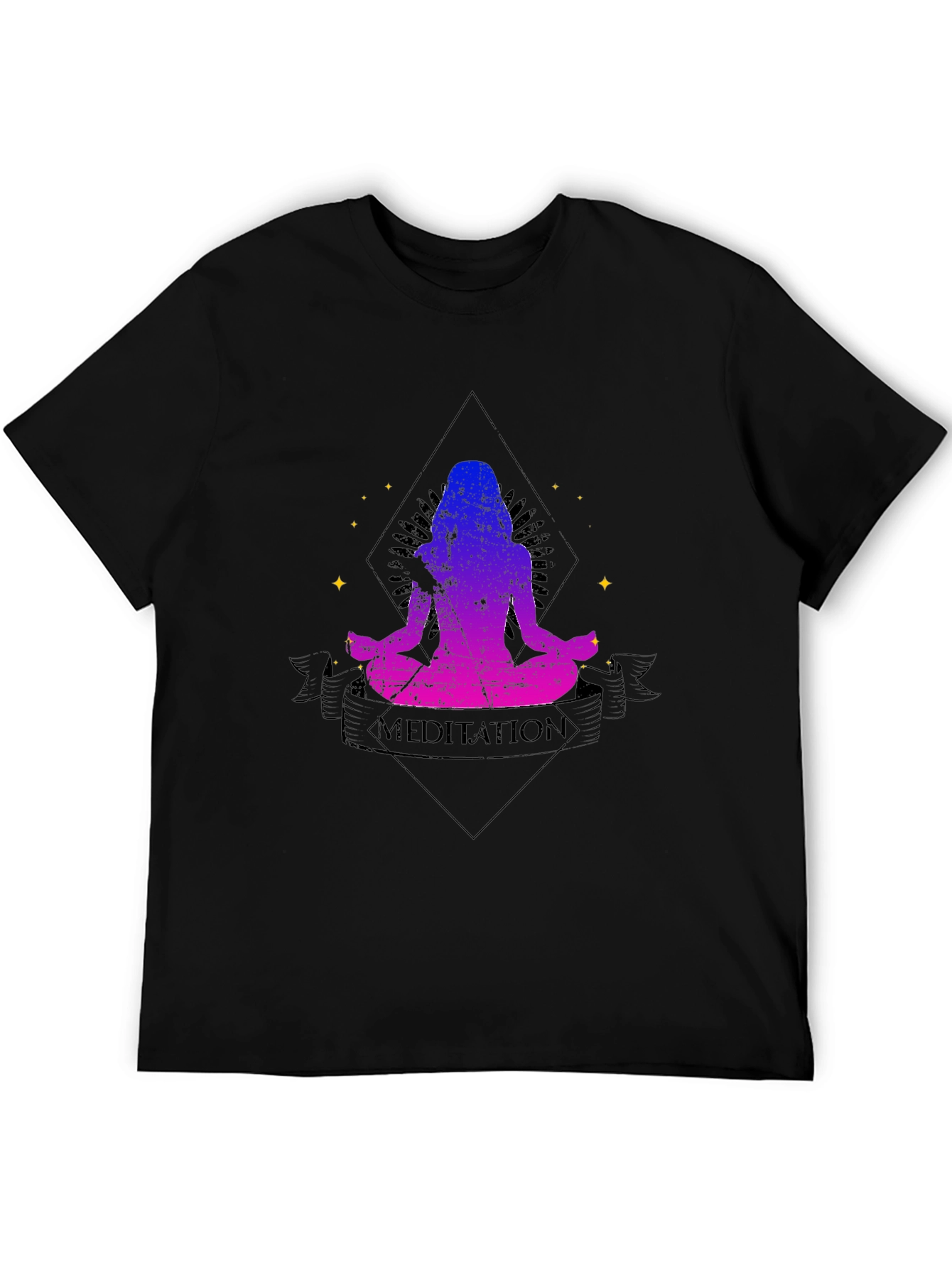 Black Meditation Graphic T-Shirt - Relaxed Fit view 5