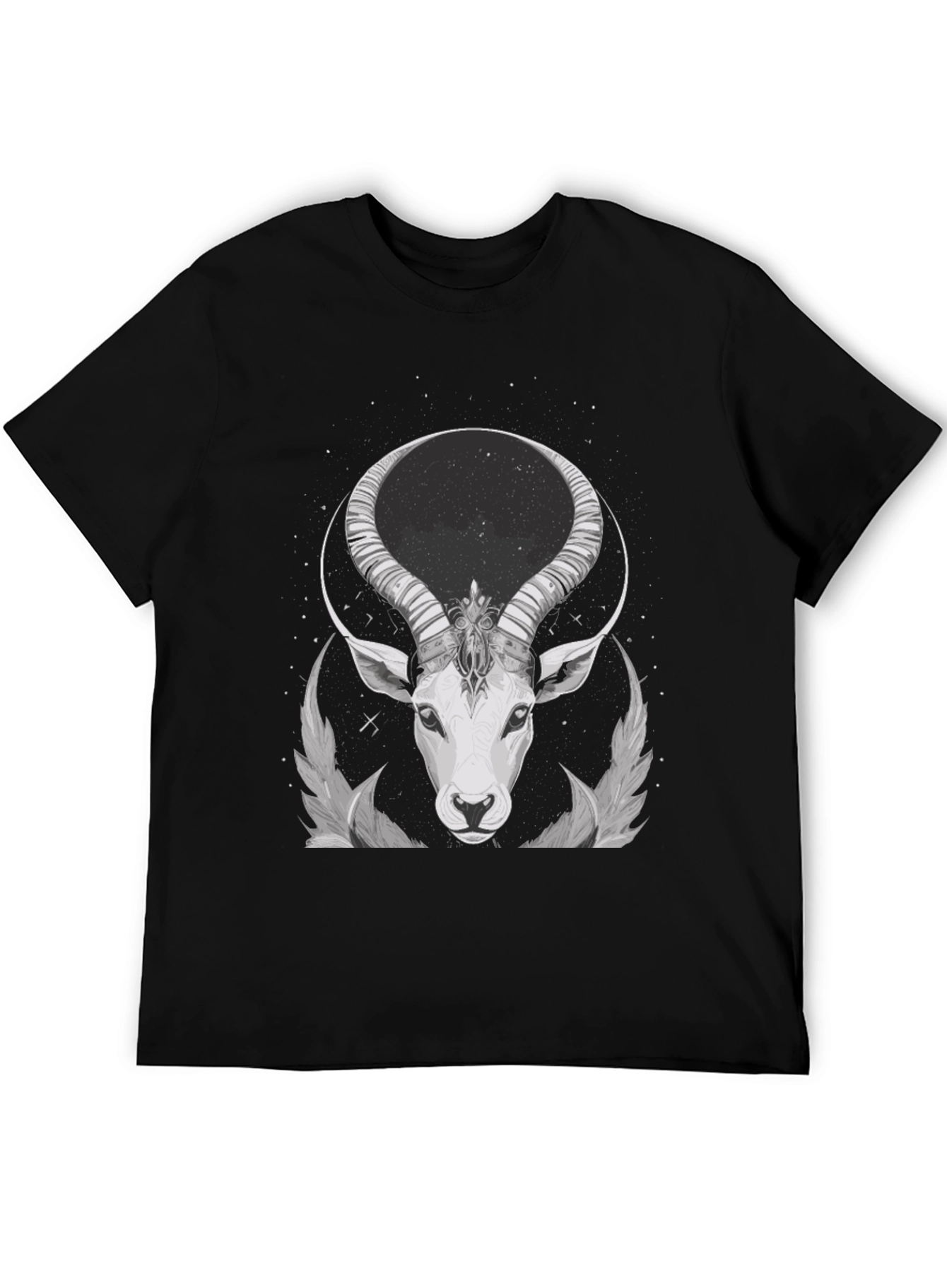 Black Cosmic Antelope Graphic Tee - Black Cotton Blend view 5