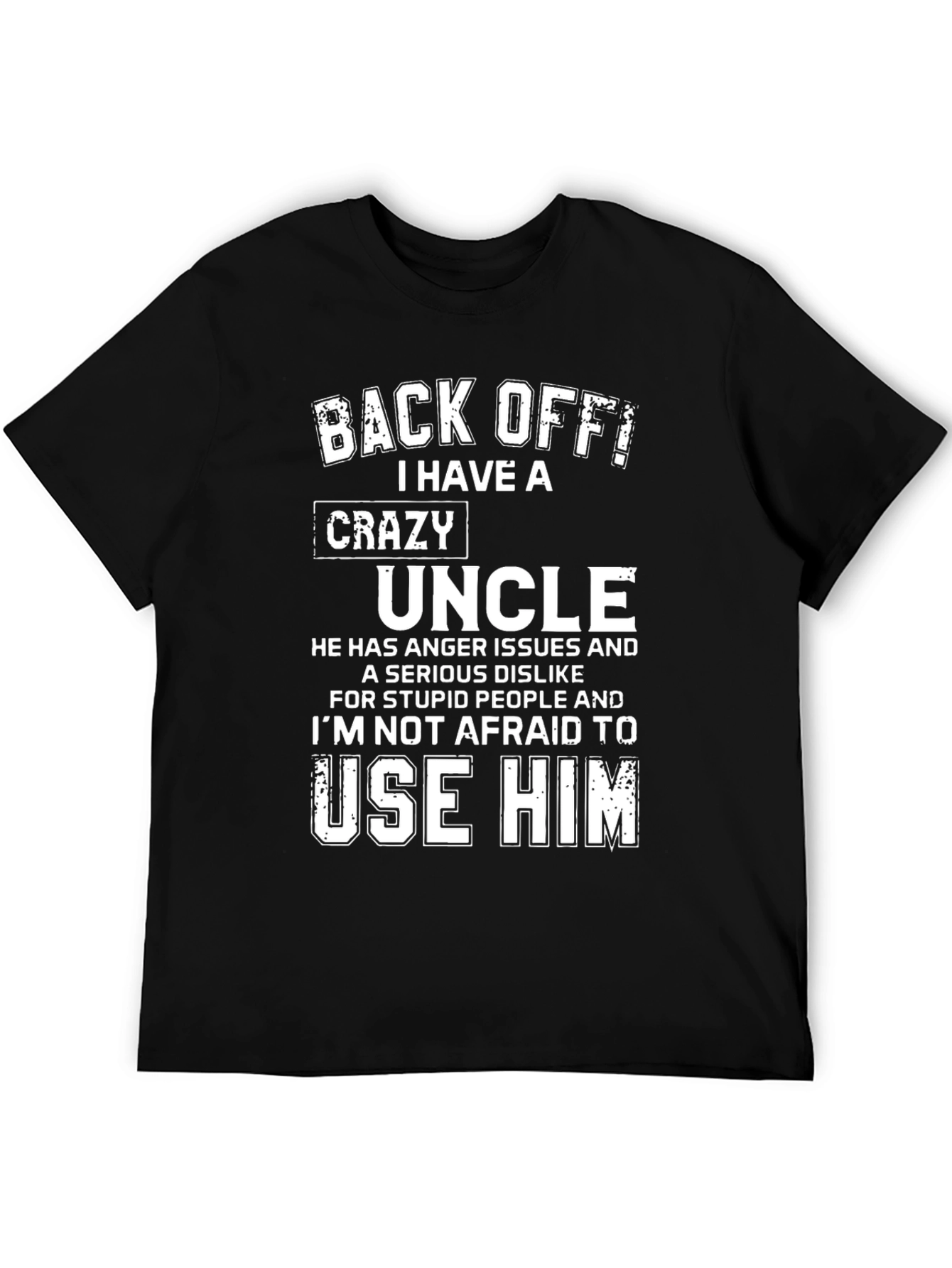 Black Crazy Uncle Novelty Graphic T-Shirt view 5