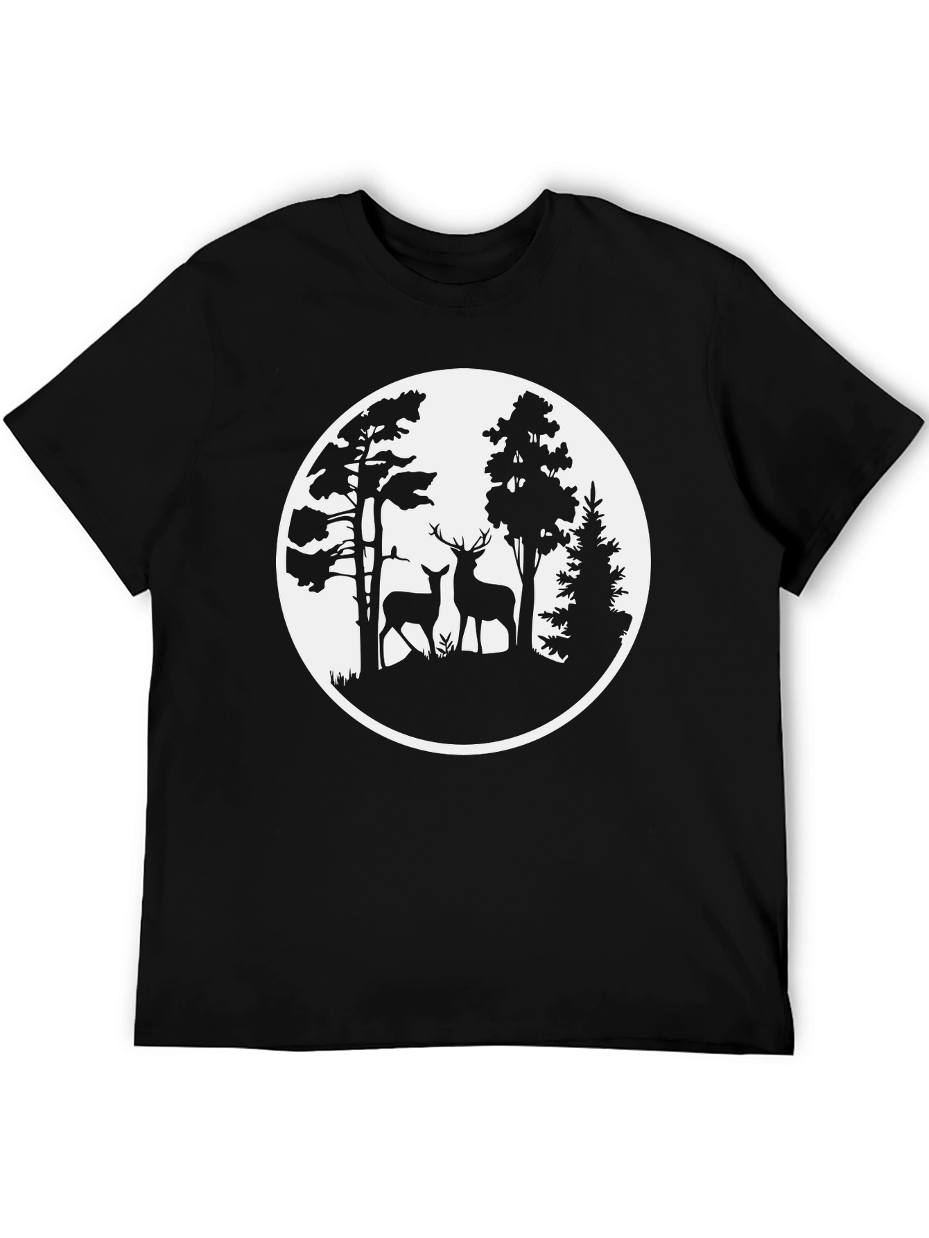 Black Nature Deer Graphic T-Shirt - Black view 5