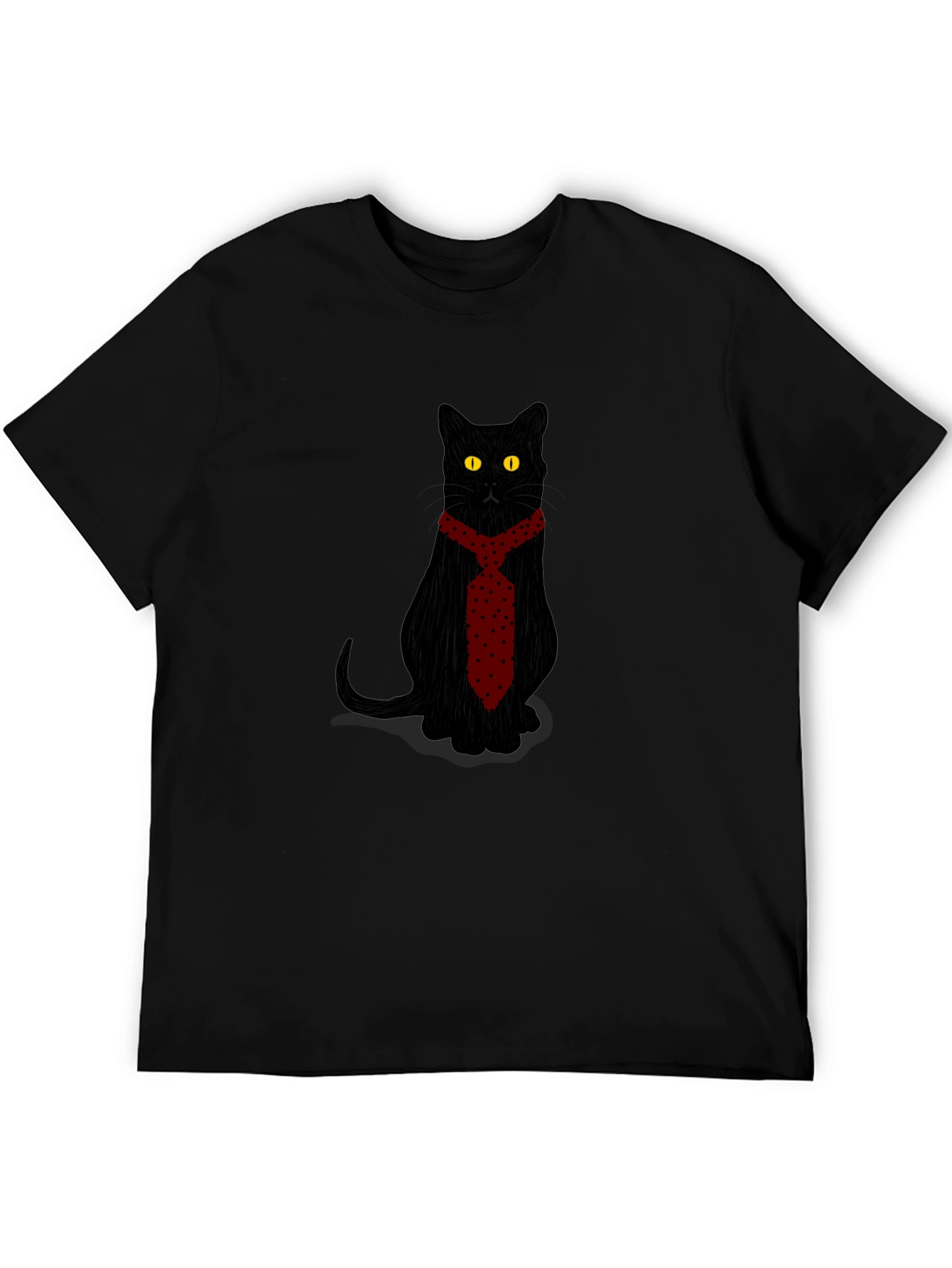 Black Black Cat in Tie Graphic Tee - Men's Fashion view 5
