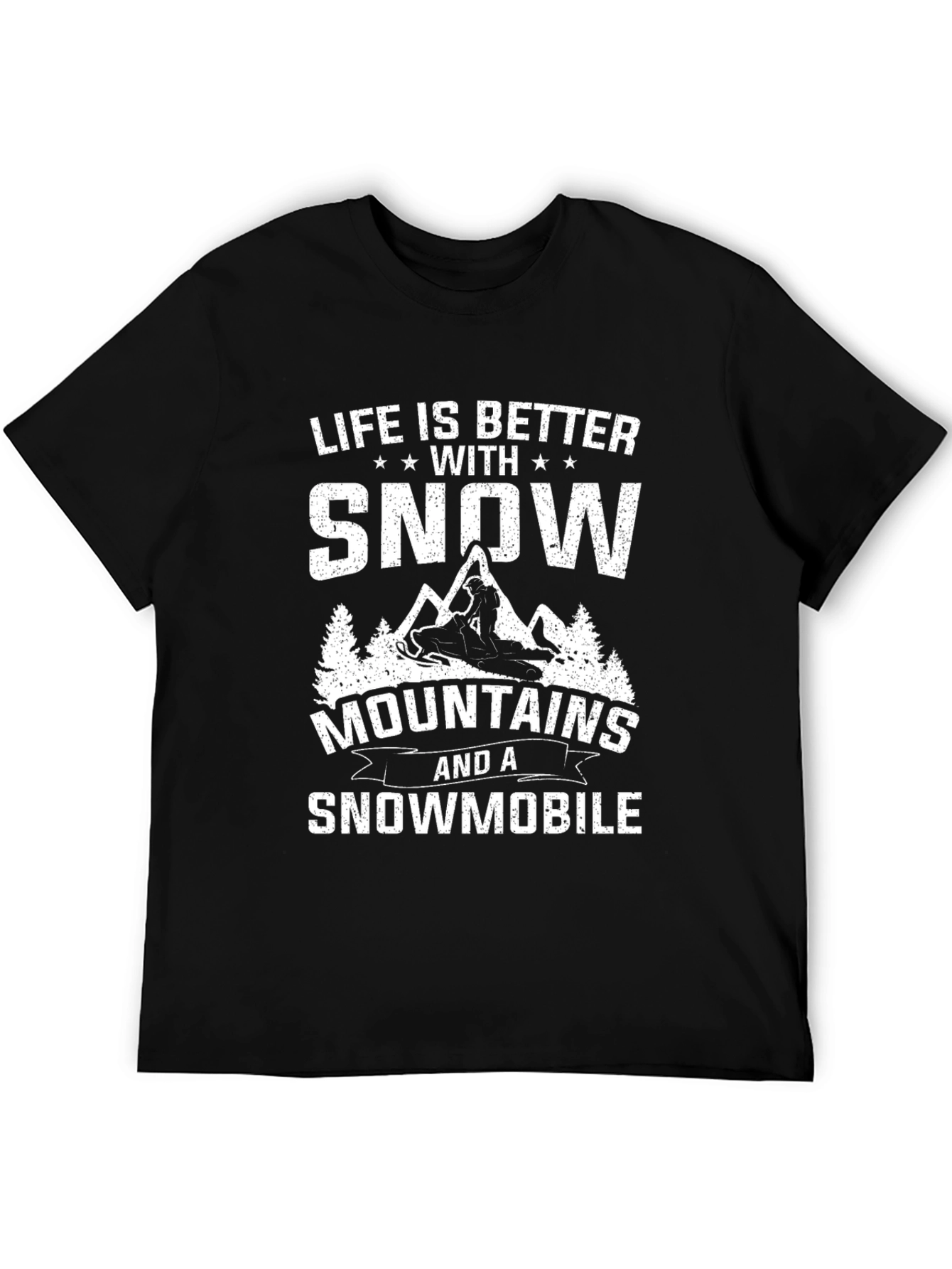 Black Snowmobile T-Shirt - Life is Better with Snow view 5