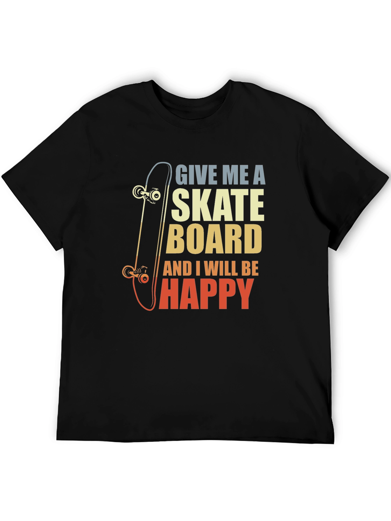 Black Skateboard Lover Graphic Tee - "Give Me A Skateboard" view 5