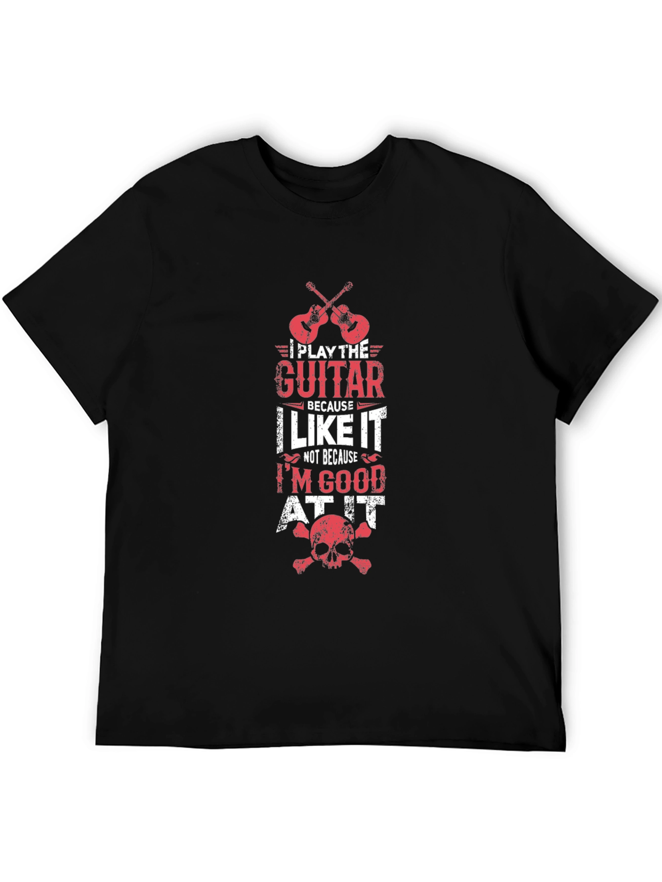 Black Guitar Lover T-Shirt - I Play Guitar Because I Like It Tee view 5