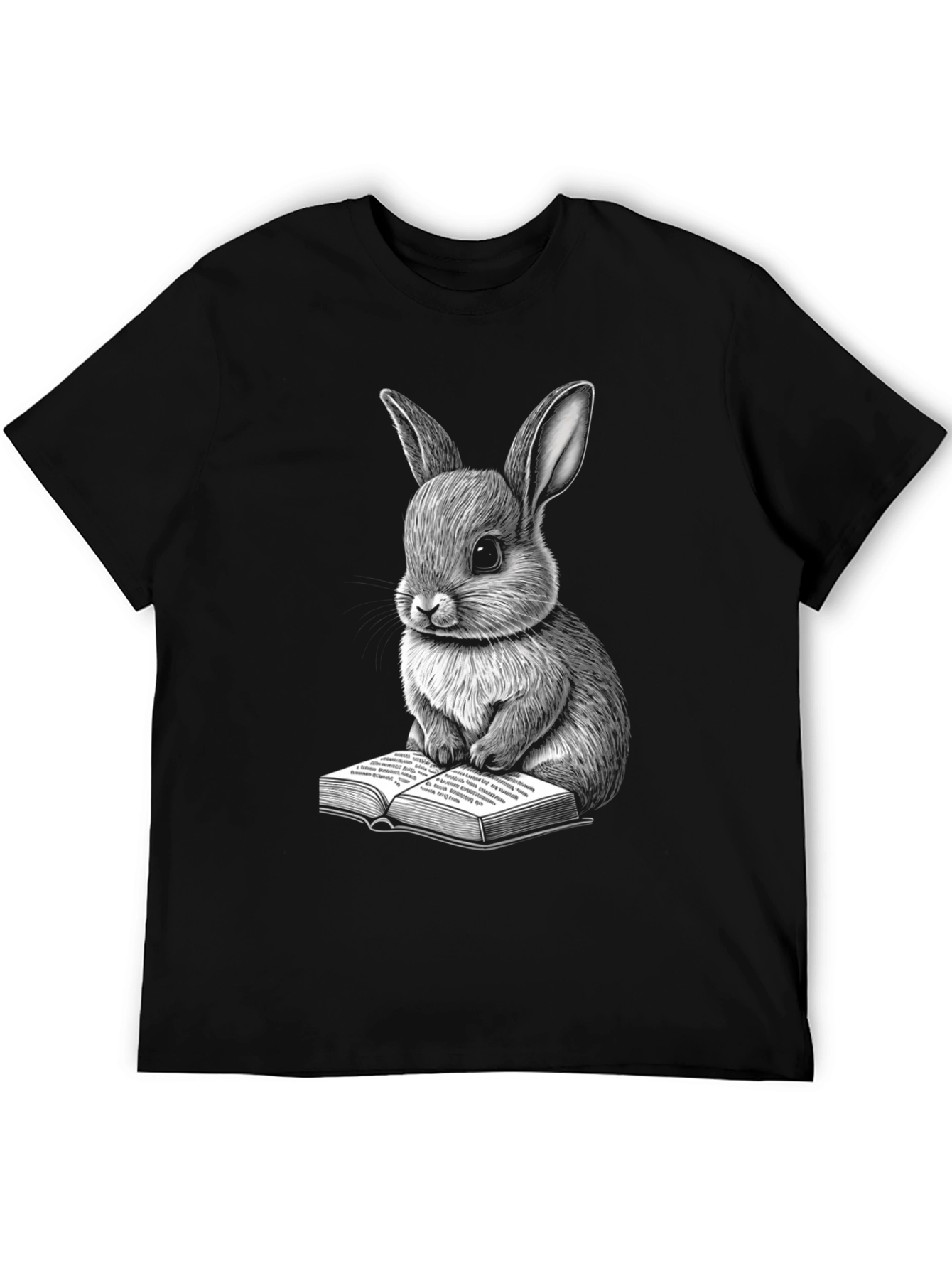 Black Rabbit Reading Book Graphic Tee view 5