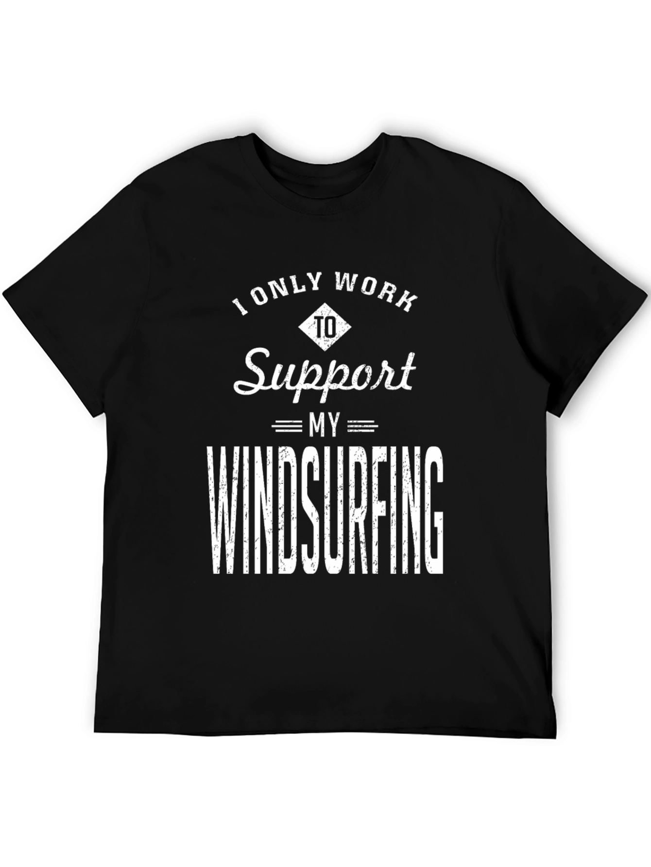 Black Windsurfing Support T-Shirt - Fun Tee for Water Sports Fans view 5