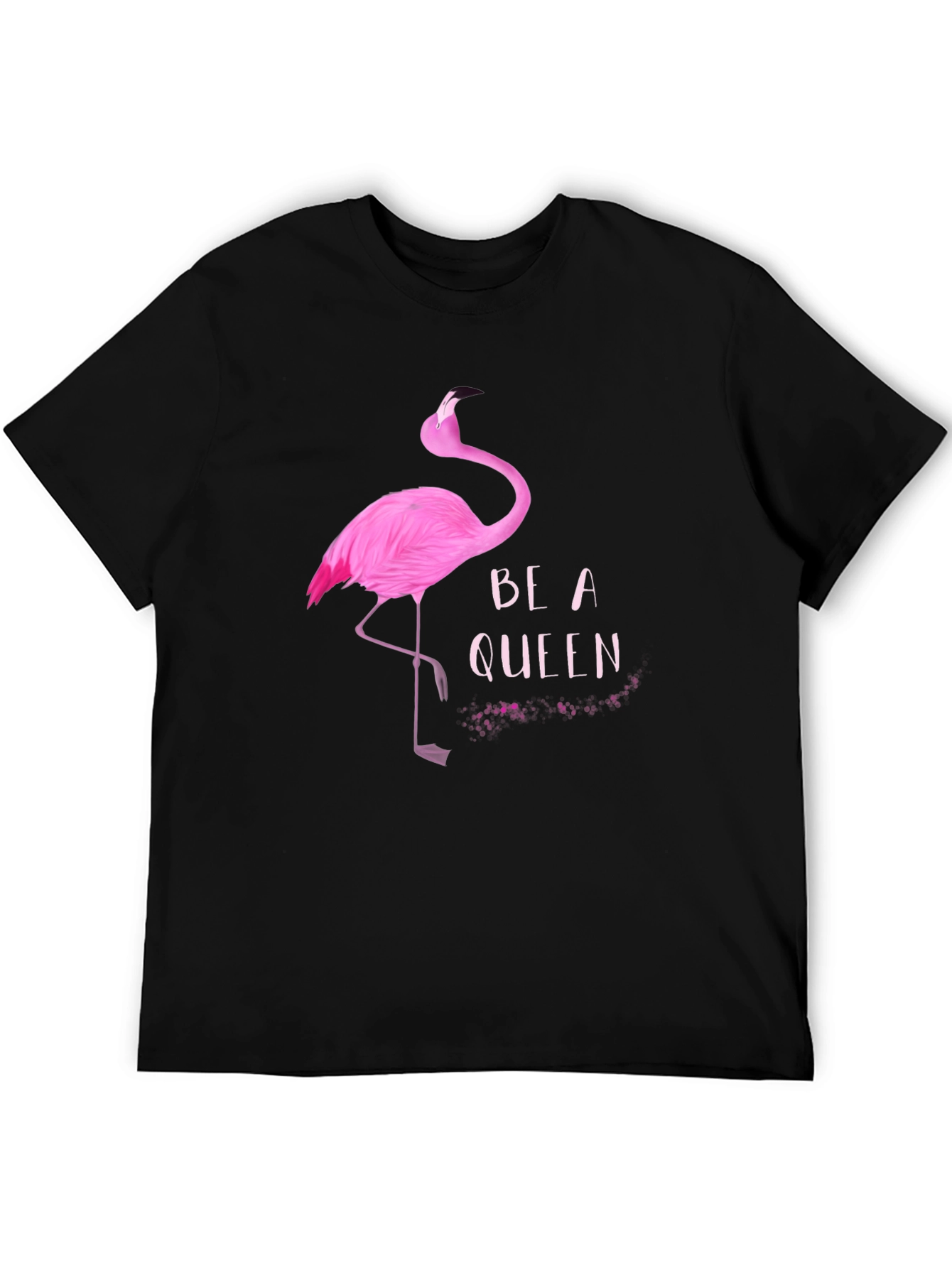 Black Be a Queen Flamingo Graphic T-Shirt view 5