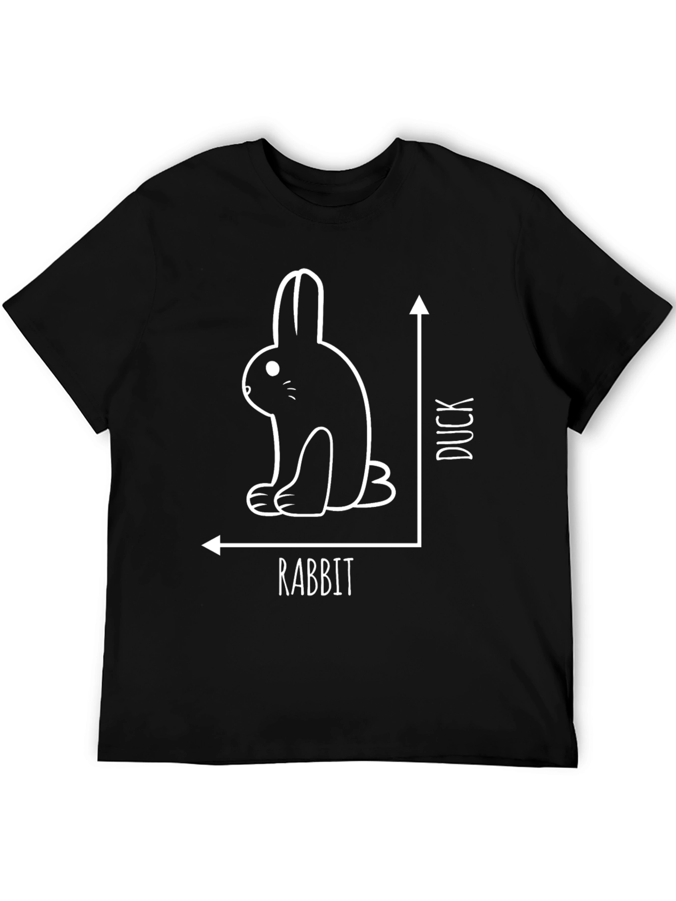Black Rabbit or Duck Optical Illusion Black T-Shirt view 5