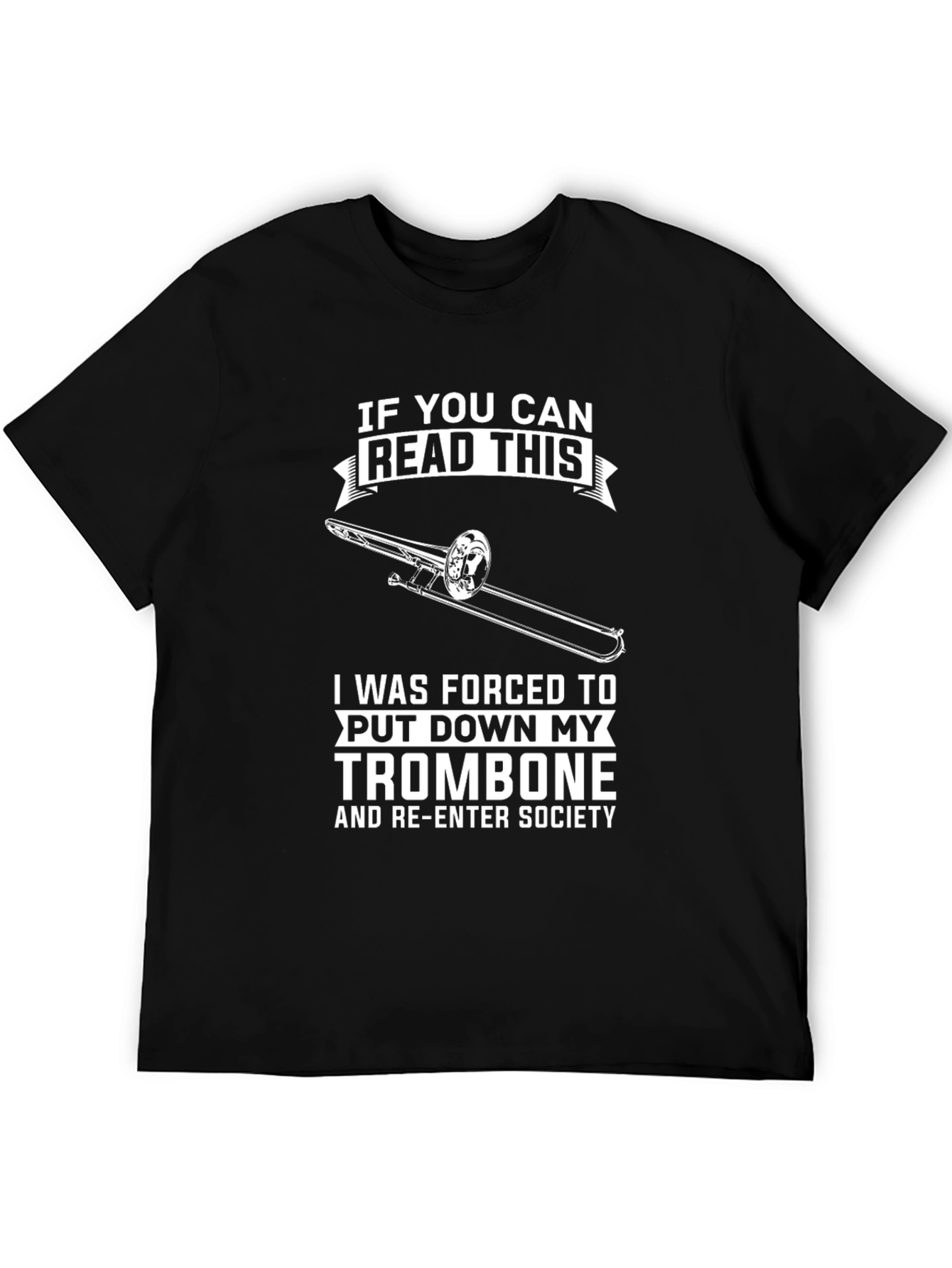 Black Trombone Musician Humor T-Shirt - Read This! view 5