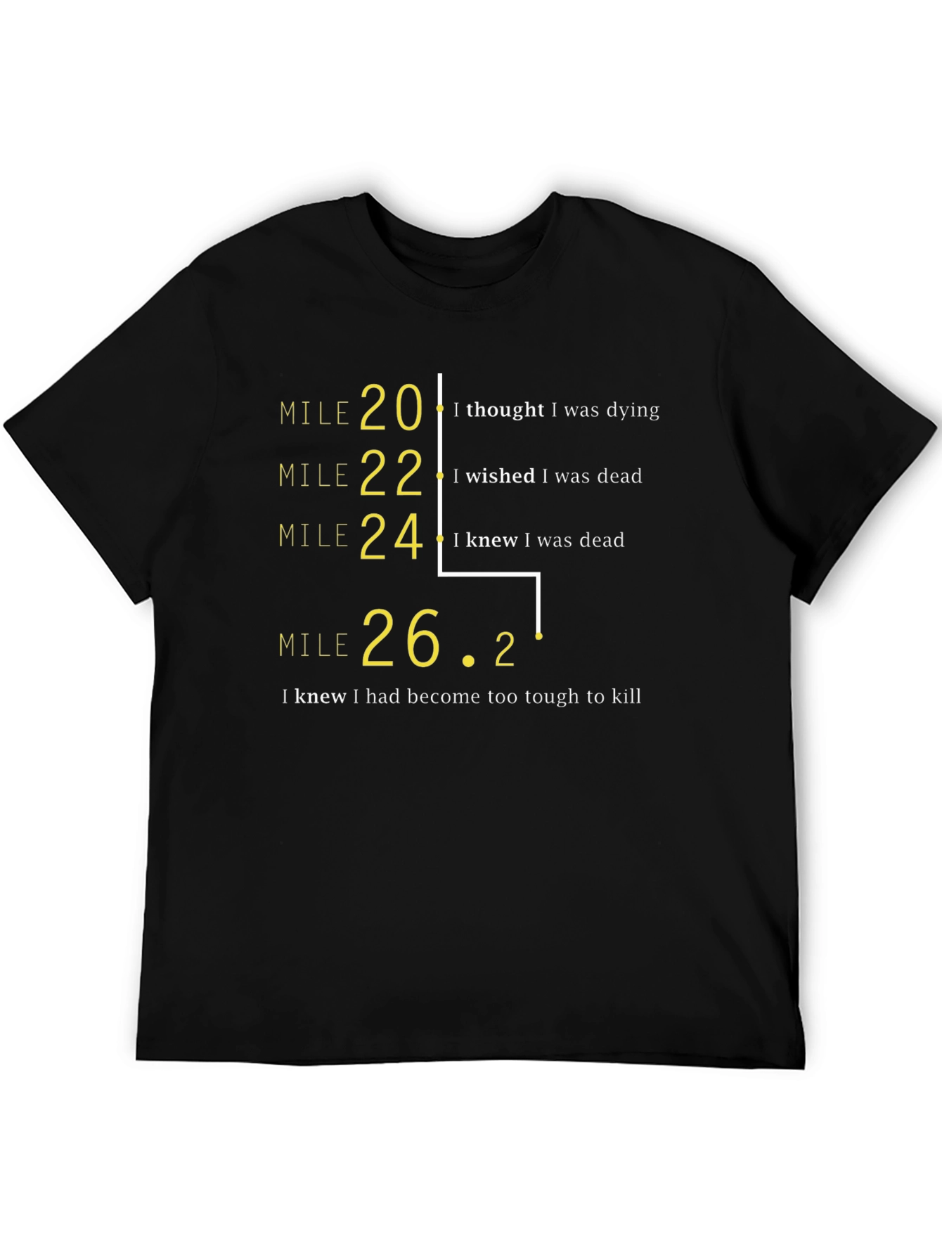 Black Marathon Mile Marker T-Shirt: Funny Runner's Tee view 5