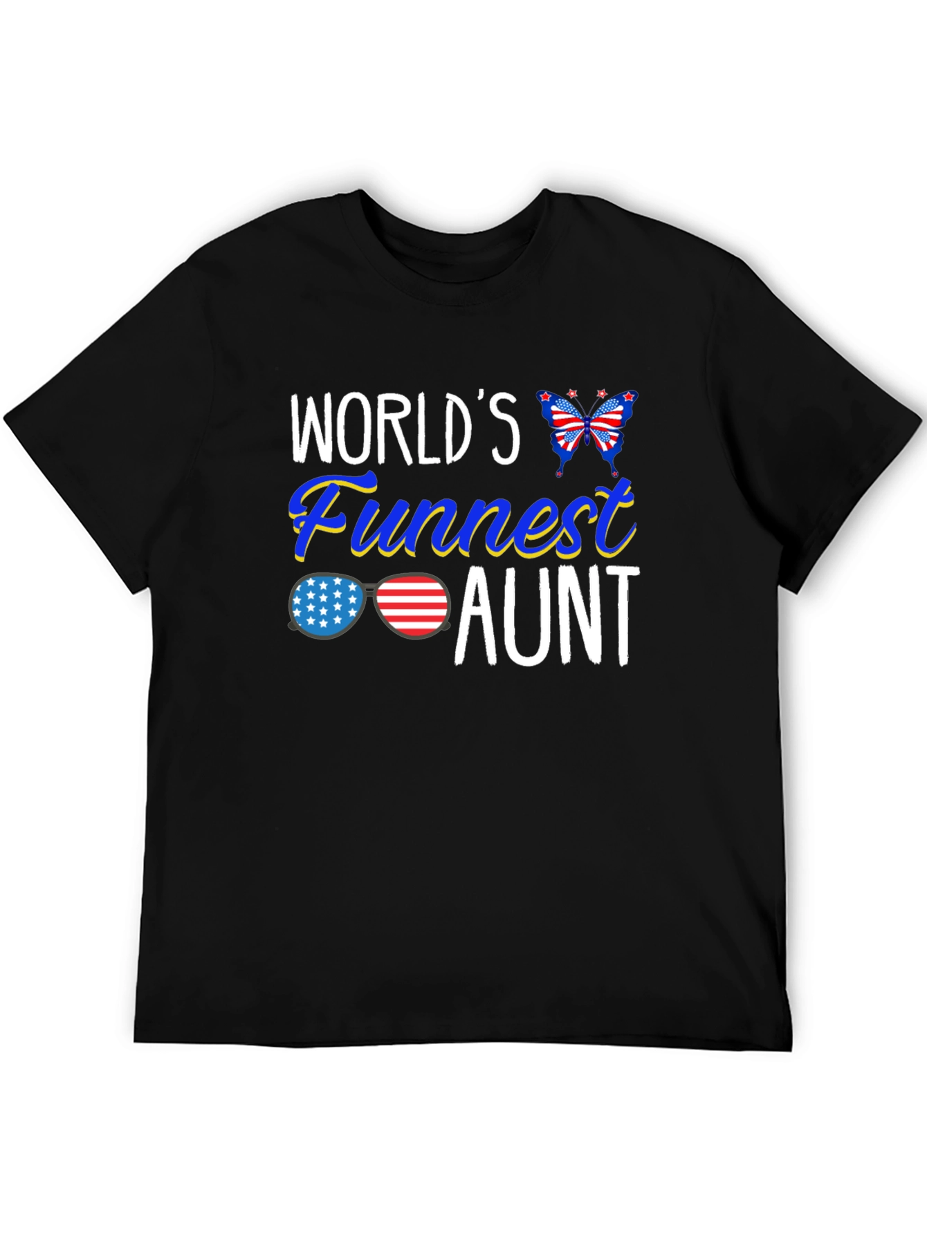 Black World's Funnest Aunt Patriotic T-Shirt view 5