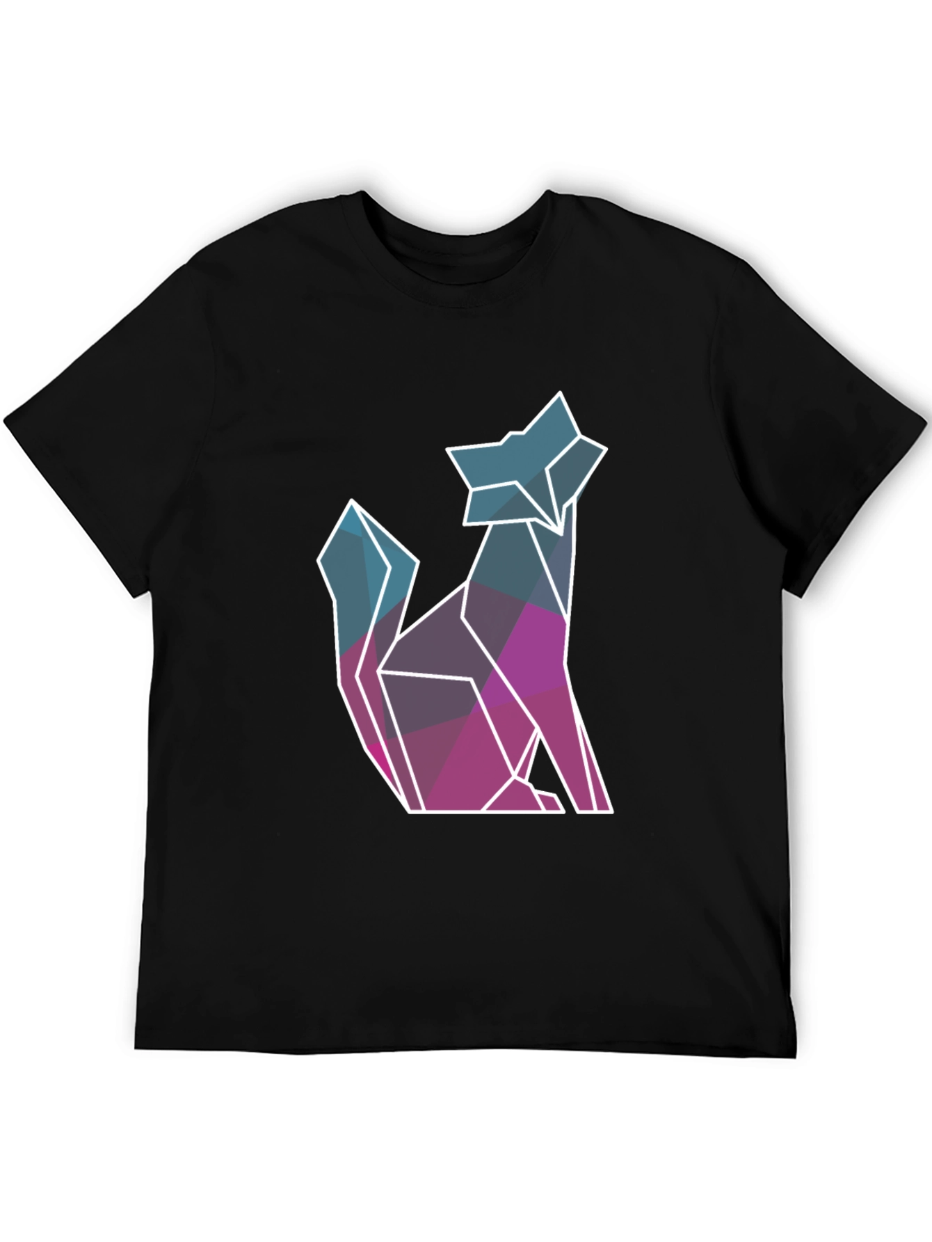 Black Geometric Wolf Graphic Tee - Modern Style view 5