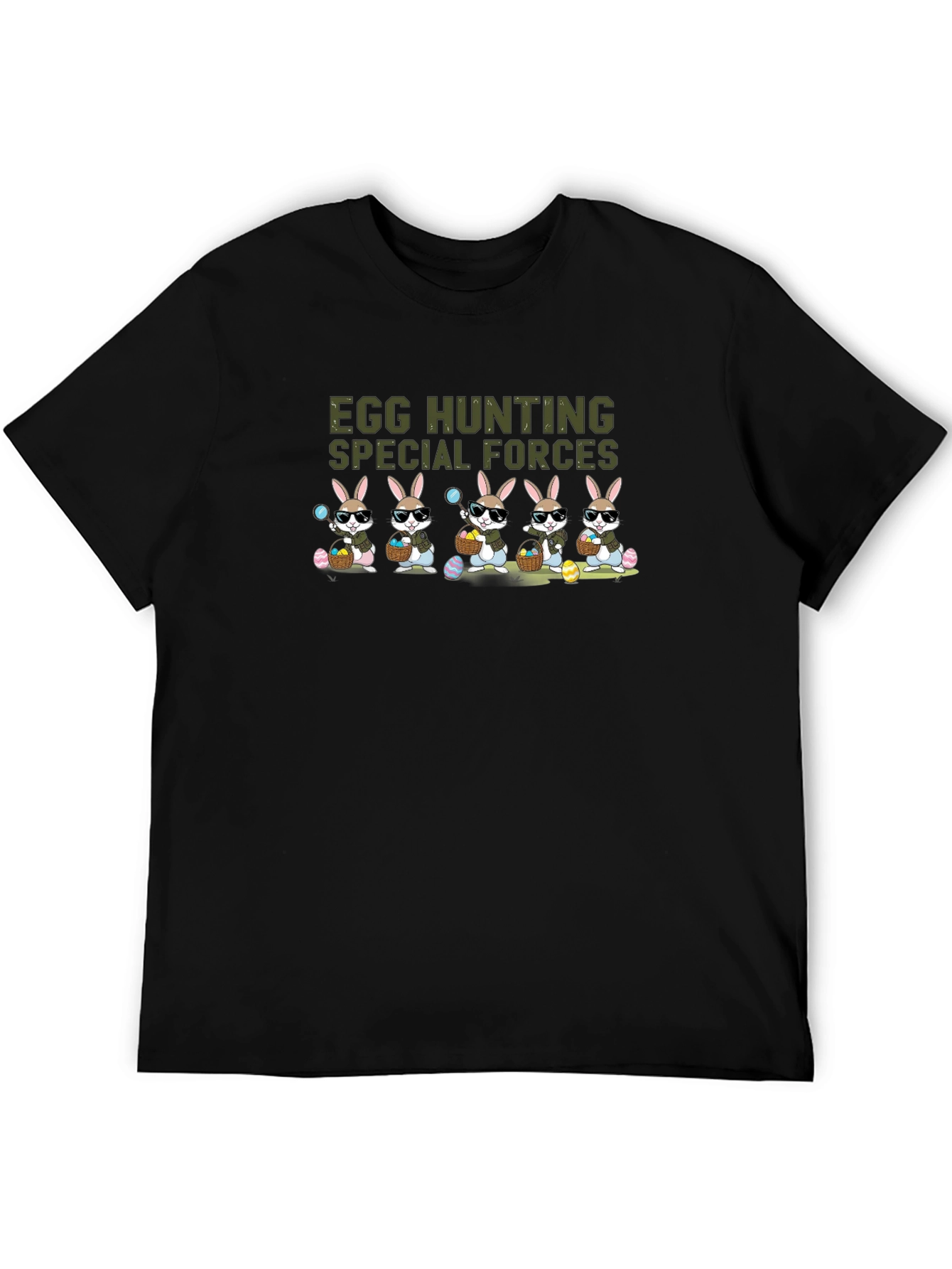 Black Egg Hunting Special Forces Easter Bunny T-Shirt view 5