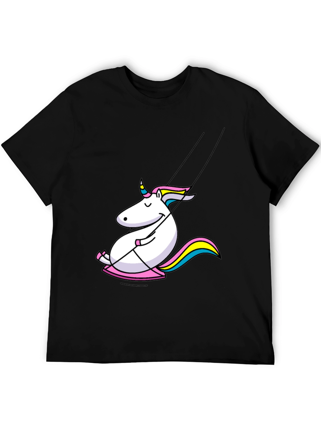 Black Unicorn on Swing Graphic Tee - Black Cotton Comfort view 5