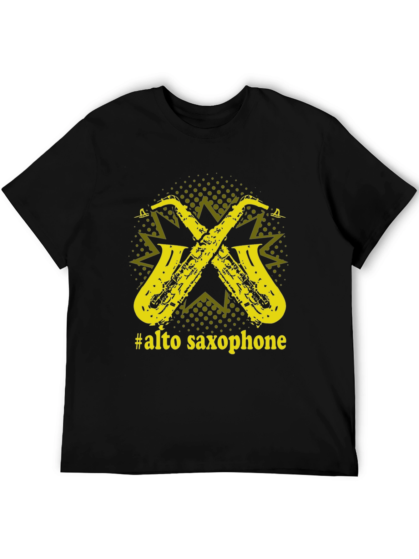 Black Alto Saxophone Graphic Tee - Music Lover T-Shirt view 5