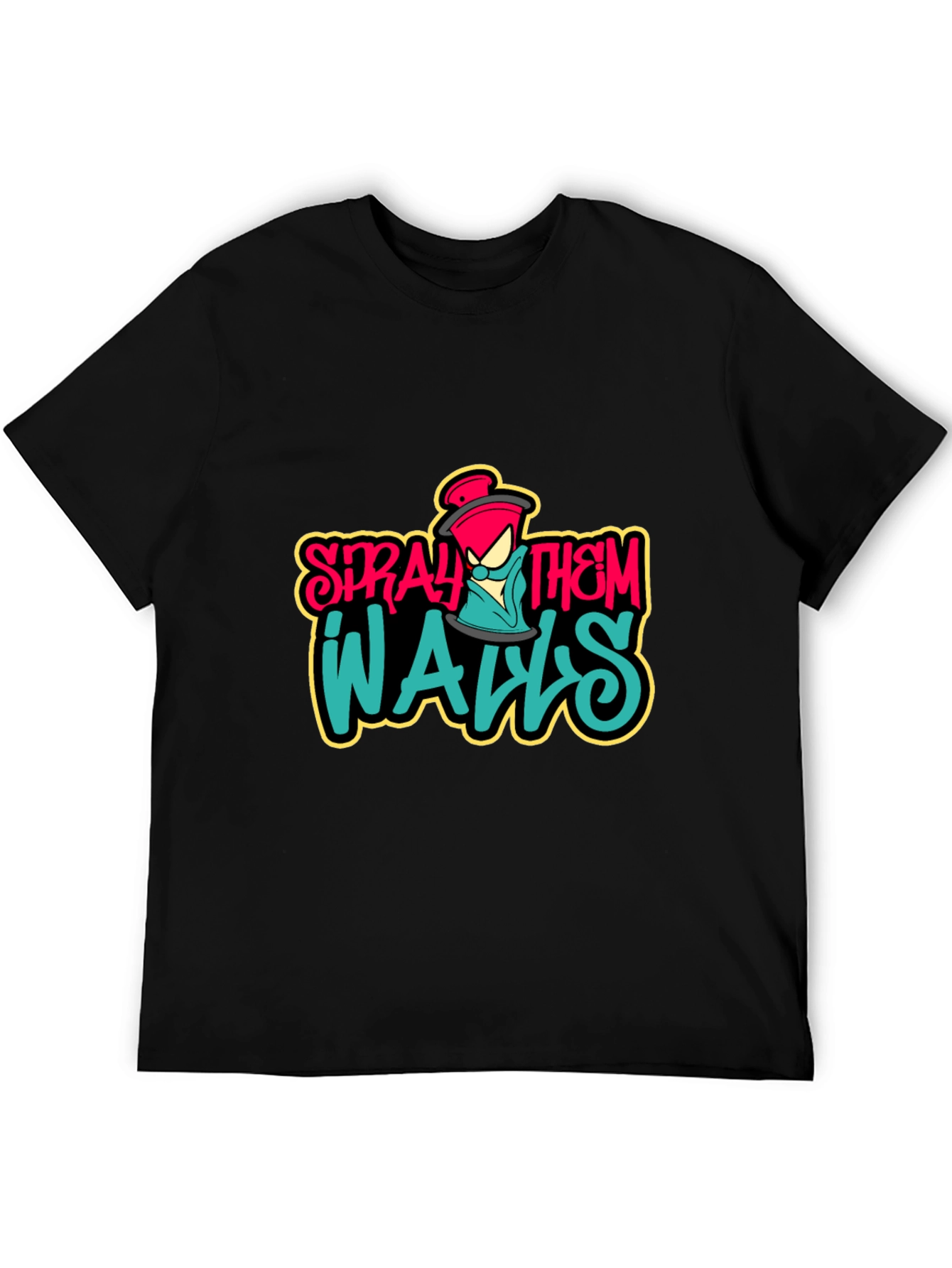 Black Spray Them Walls Graphic Tee - Black view 5