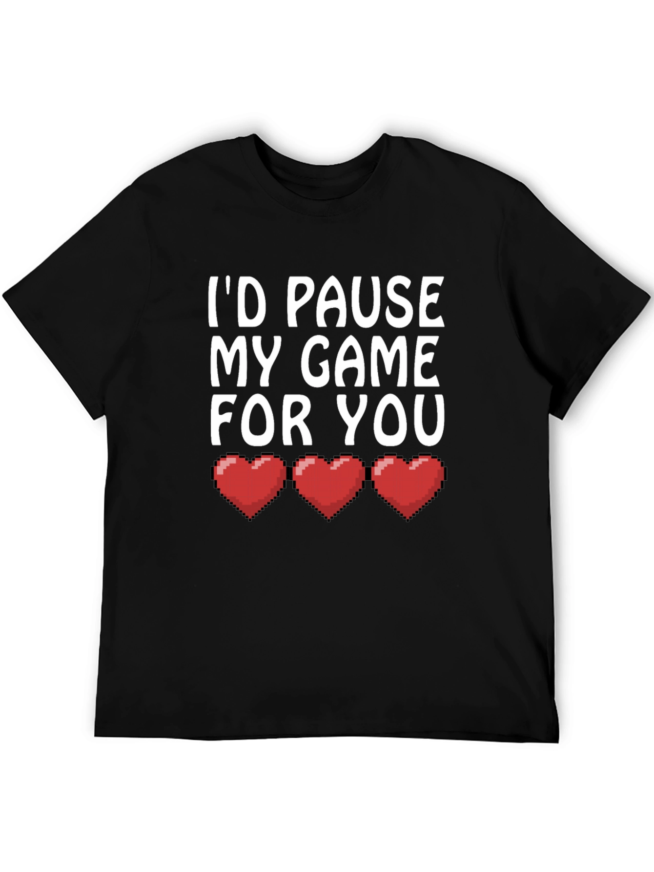 Black Gamer Love Black T-Shirt - I'd Pause My Game For You view 5