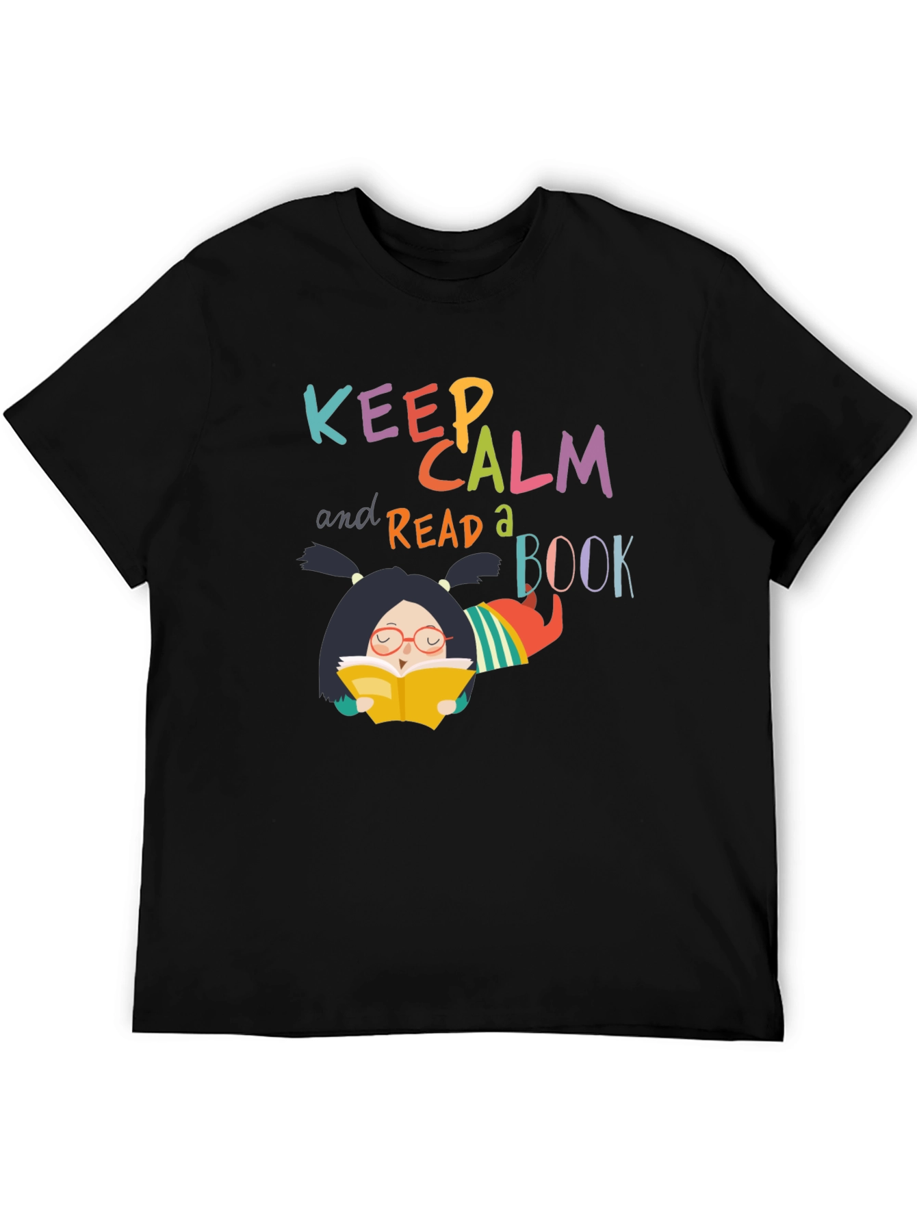 Black Keep Calm and Read a Book T-Shirt view 5