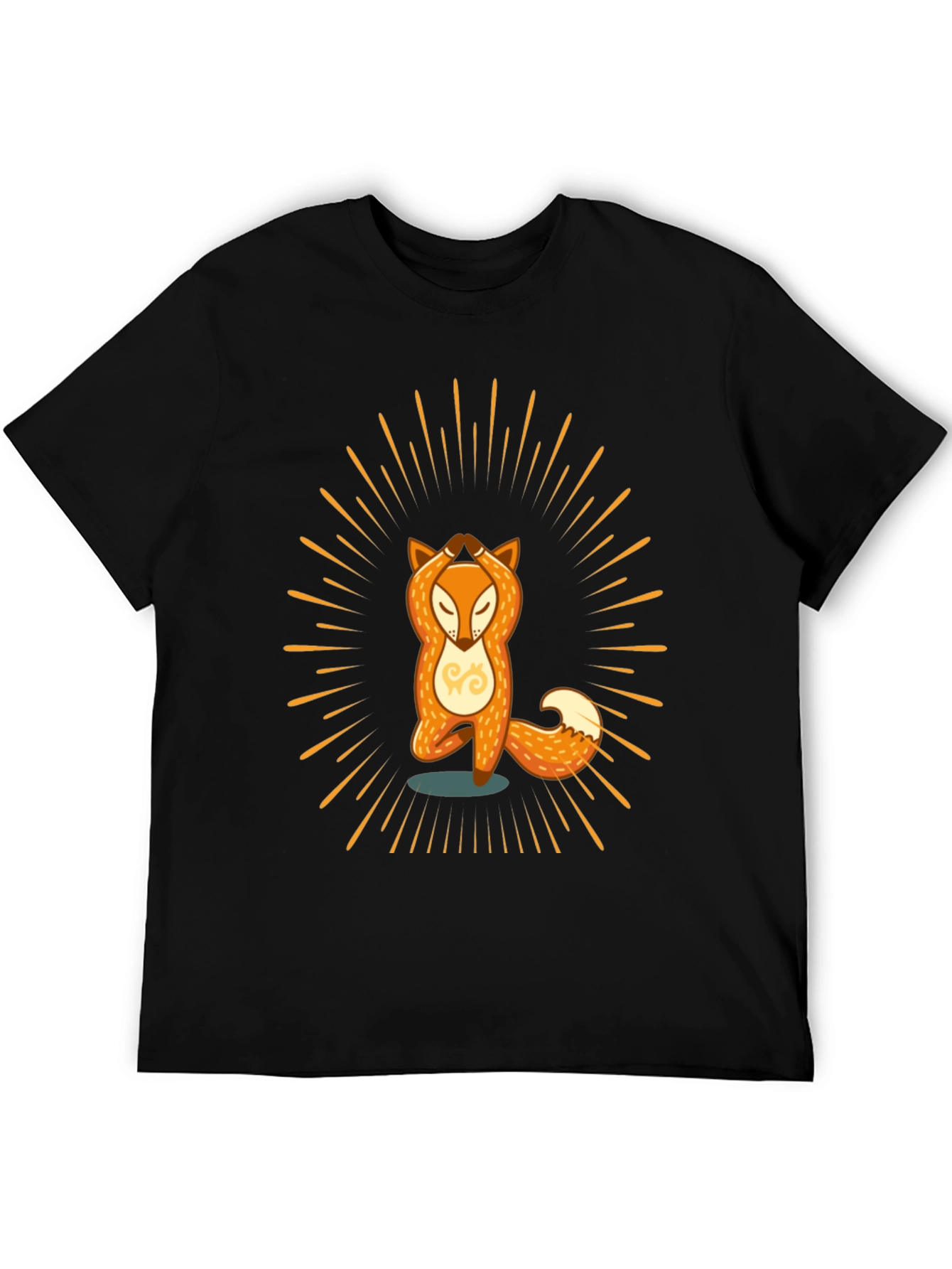 Black Yoga Fox Graphic Tee - Zen Vibes T-Shirt view 5