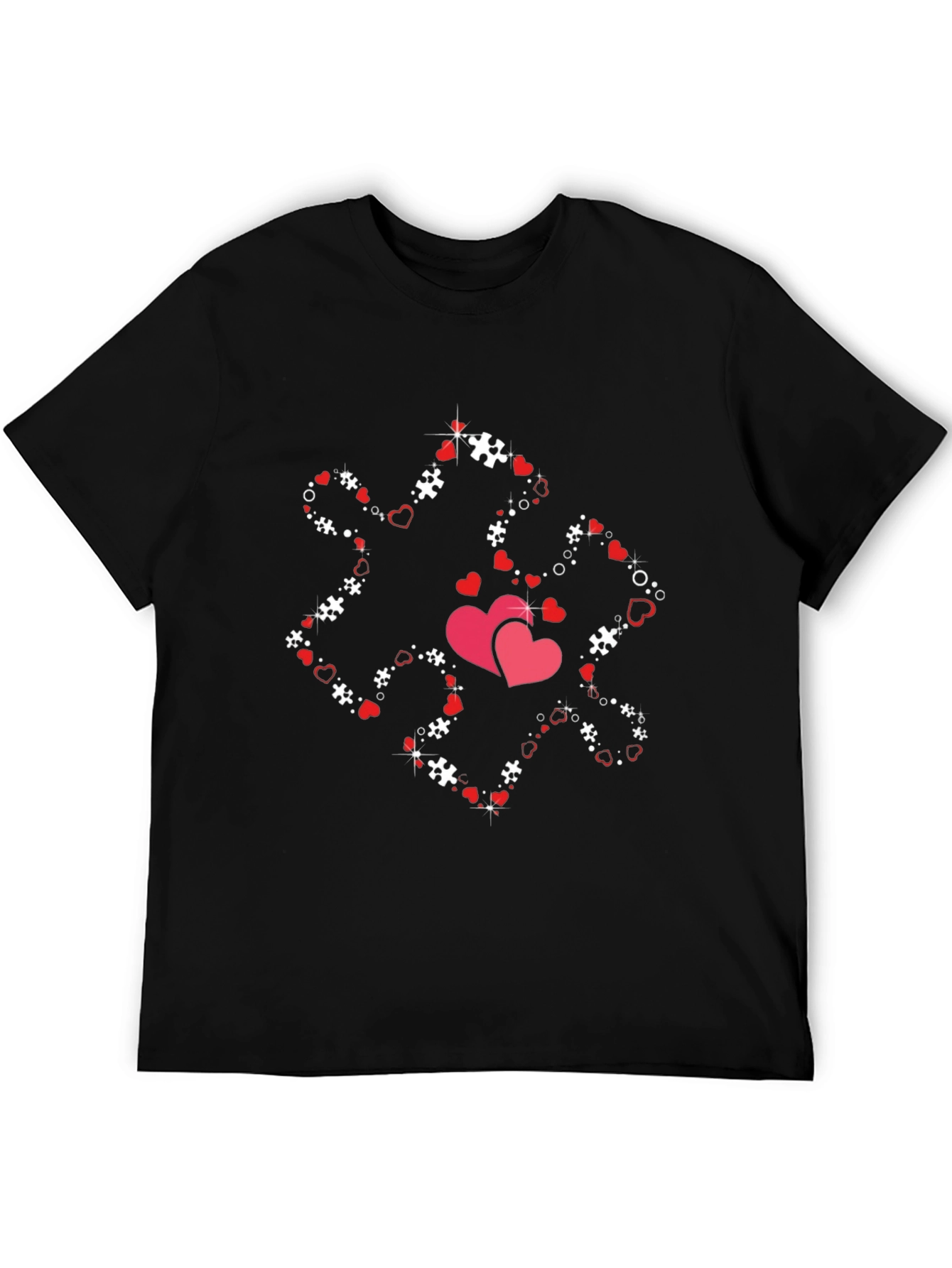 Black Heart Puzzle Piece Graphic Tee - Black view 5