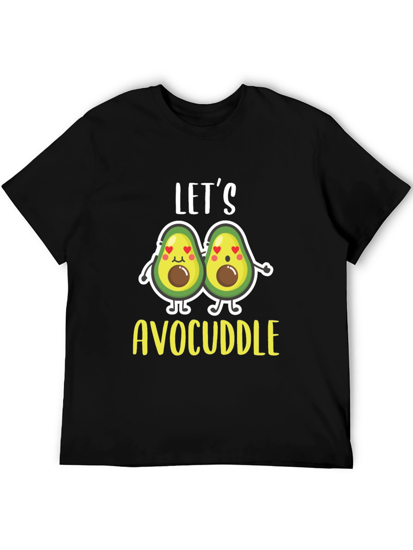 Black Let's Avocuddle Black T-Shirt view 5