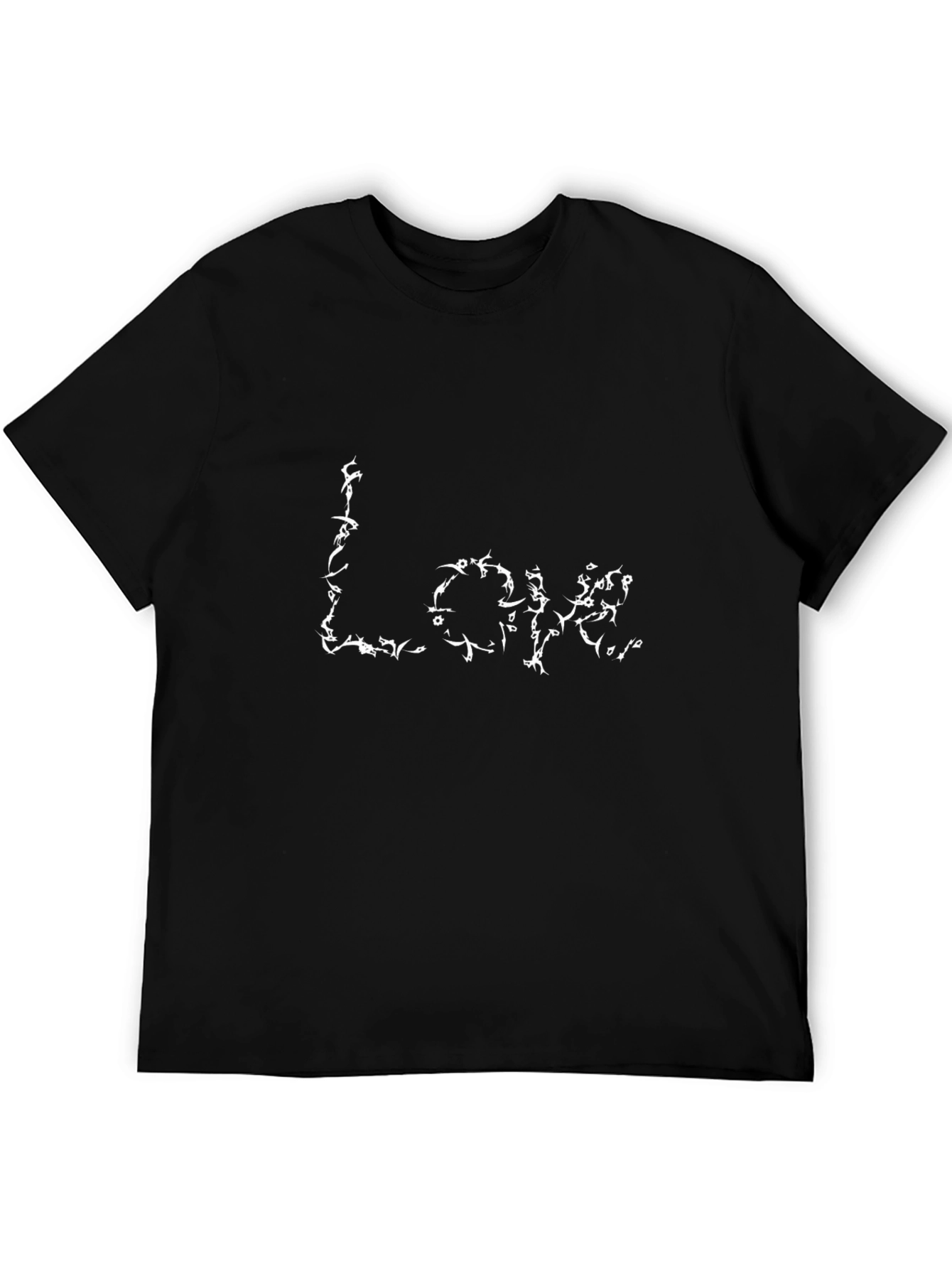 Black Love T-Shirt - Artistic White Script on Black view 5
