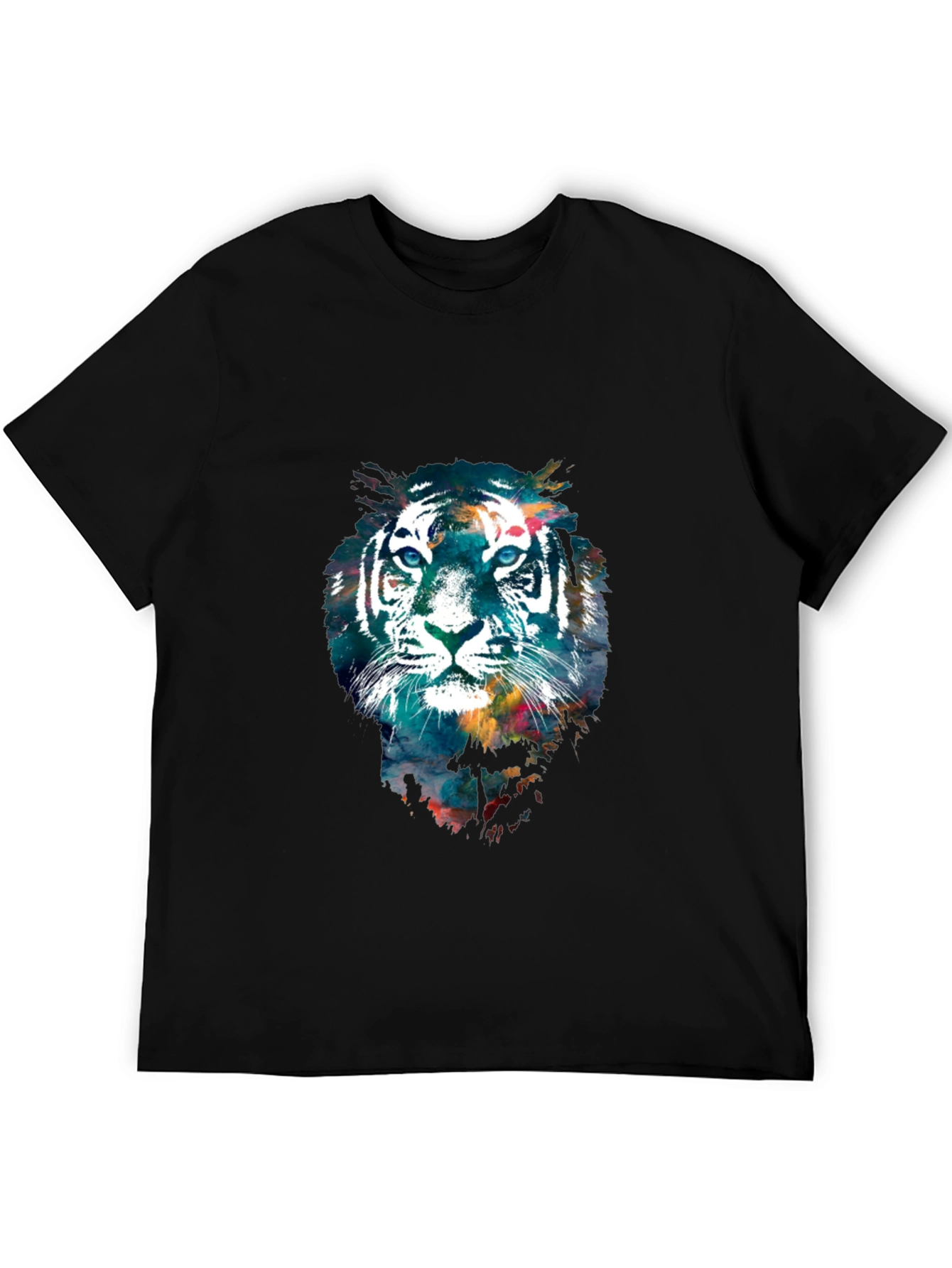 Black Abstract Tiger Graphic Tee - Cool Men's T-Shirt view 5