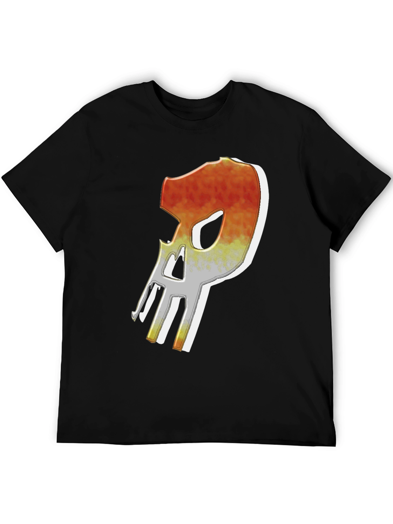 Black Fiery Skull Graphic Tee - Edgy Men's T-Shirt view 5