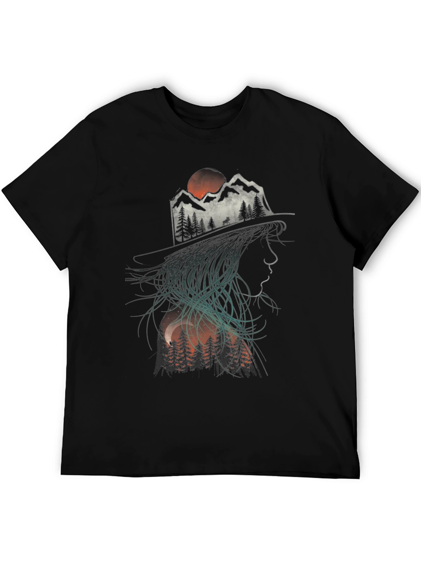 Black Nature Silhouette Graphic T-Shirt view 5