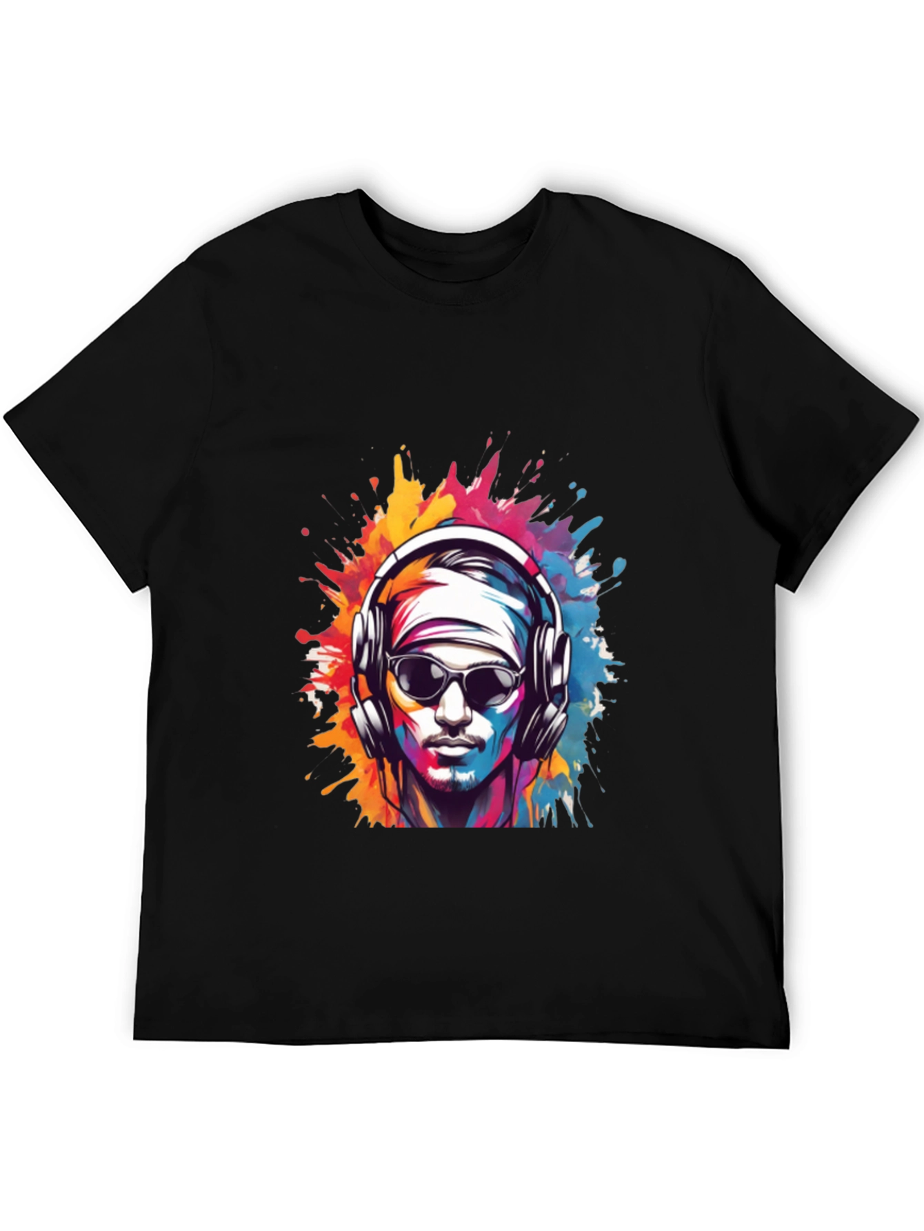 Black Men's Black Graphic Tee: Music Lover view 5