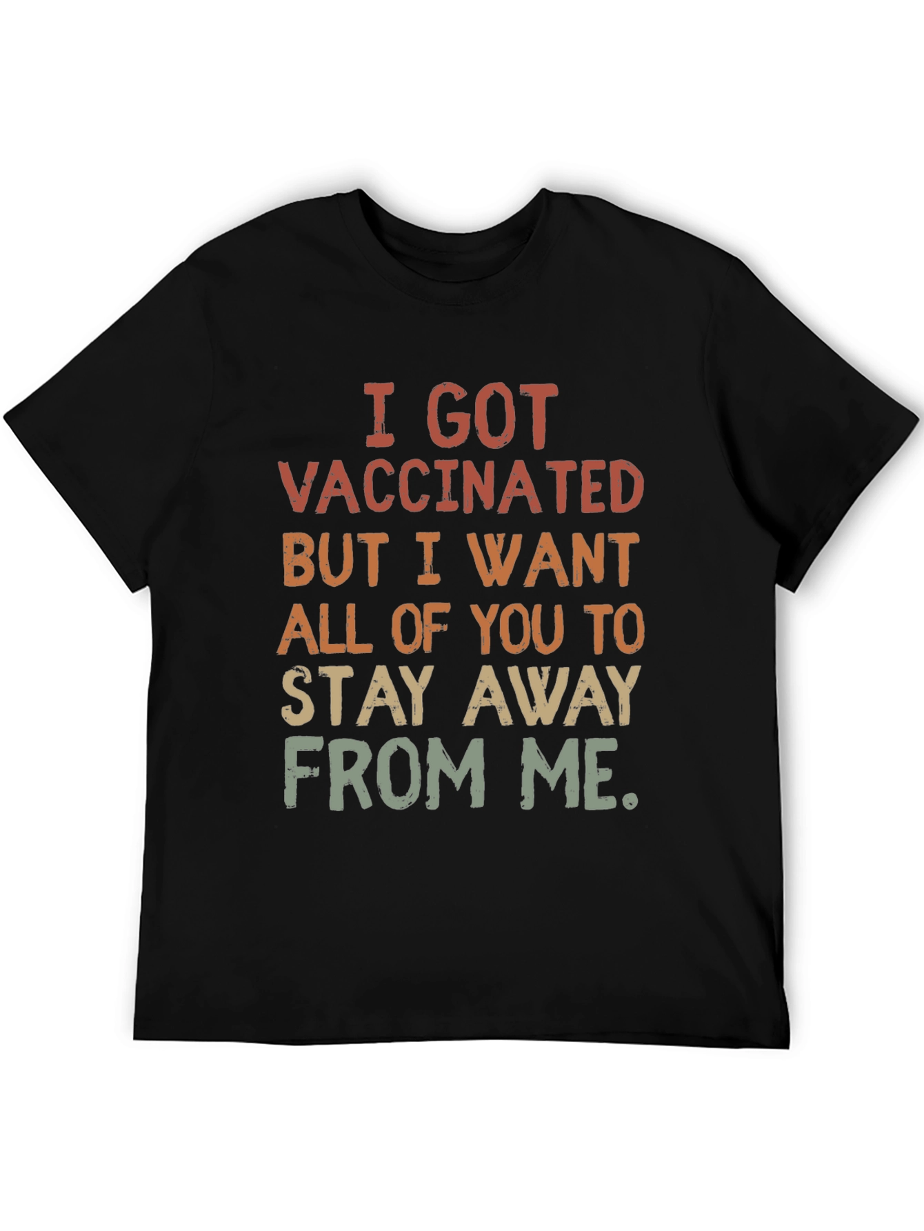 Black Funny Vaccinated Graphic T-Shirt: Stay Away view 5