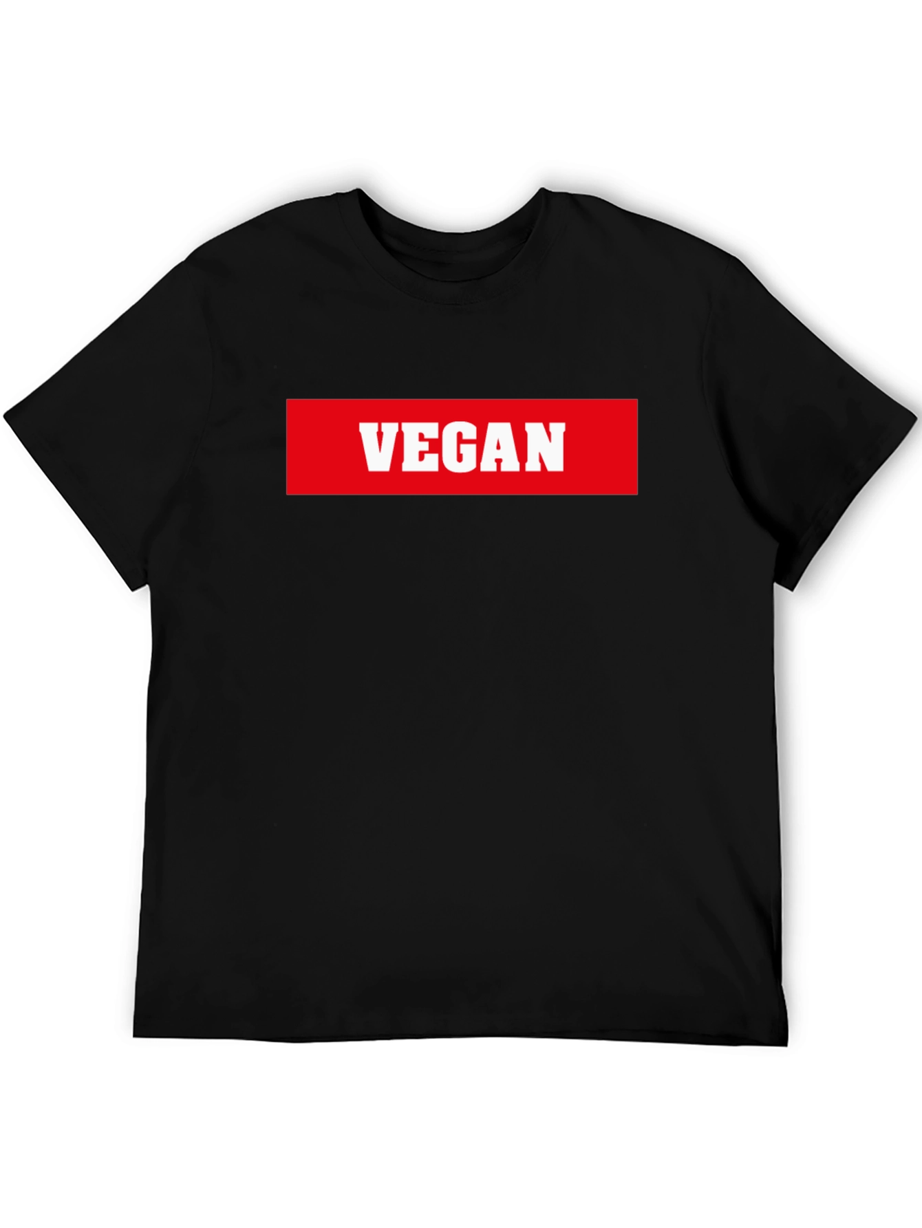 Black Vegan Statement T-Shirt - Bold Red & White Print view 5