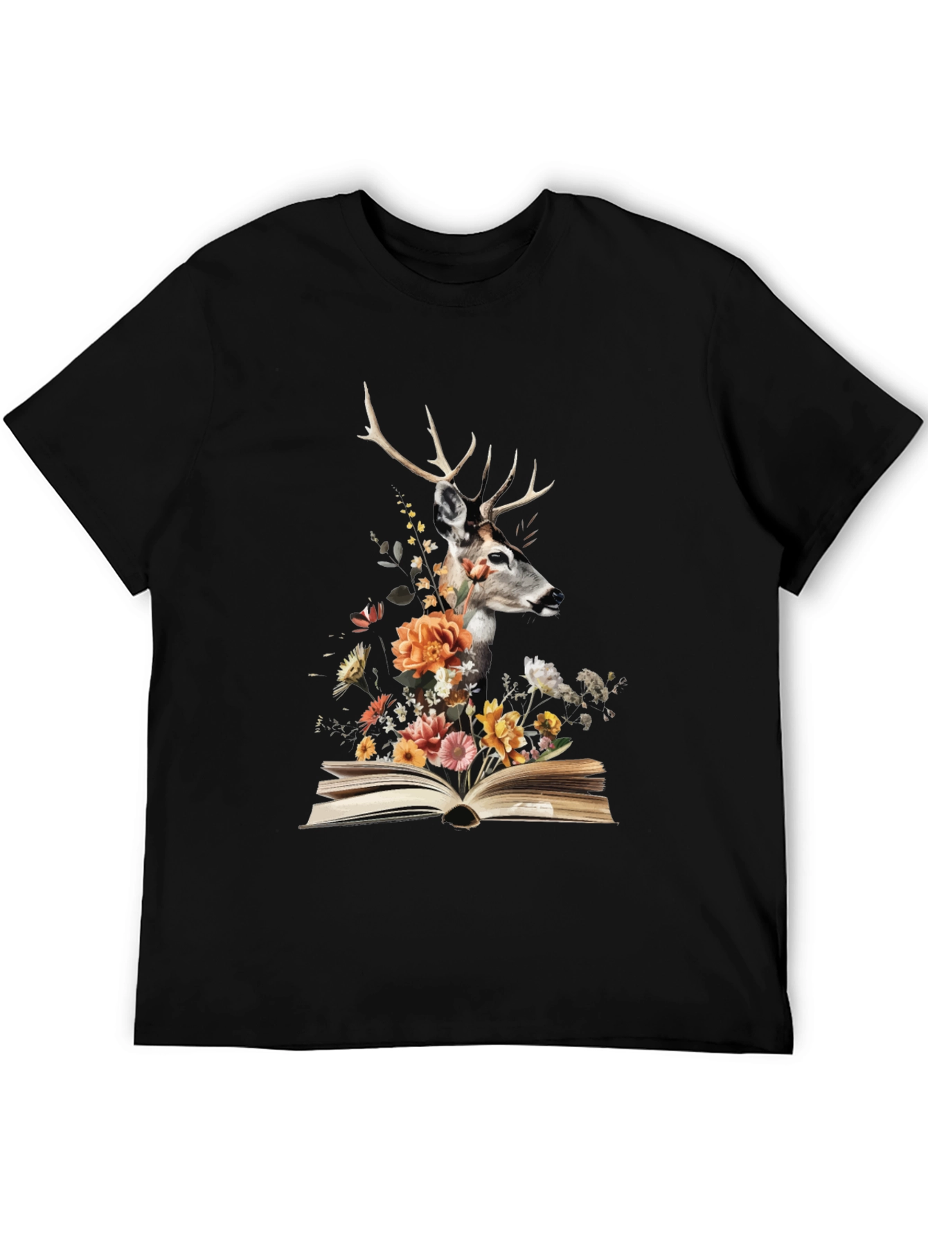 Black Deer in Book Floral Tee view 5