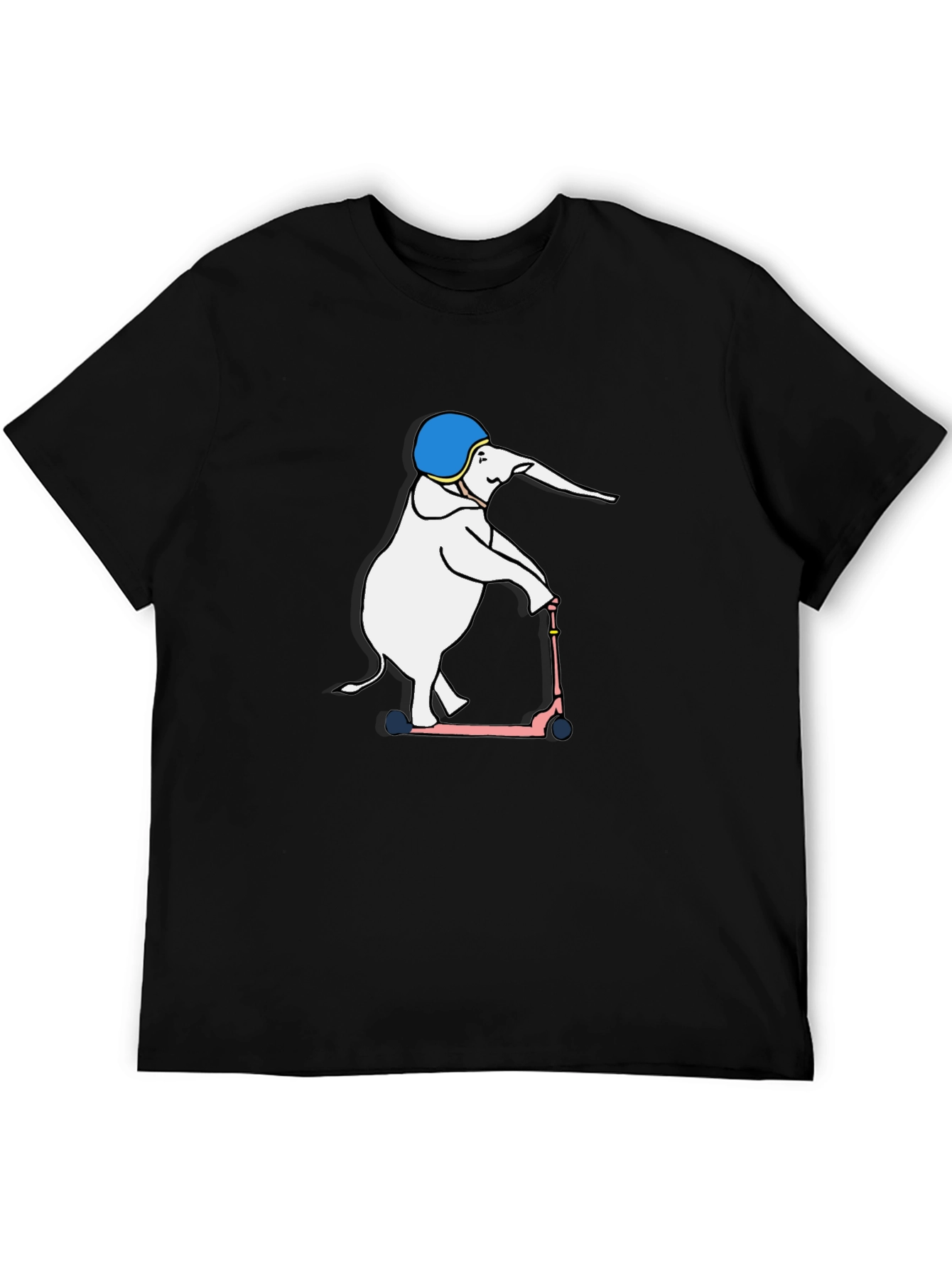 Black Elephant on Scooter Graphic T-Shirt view 5