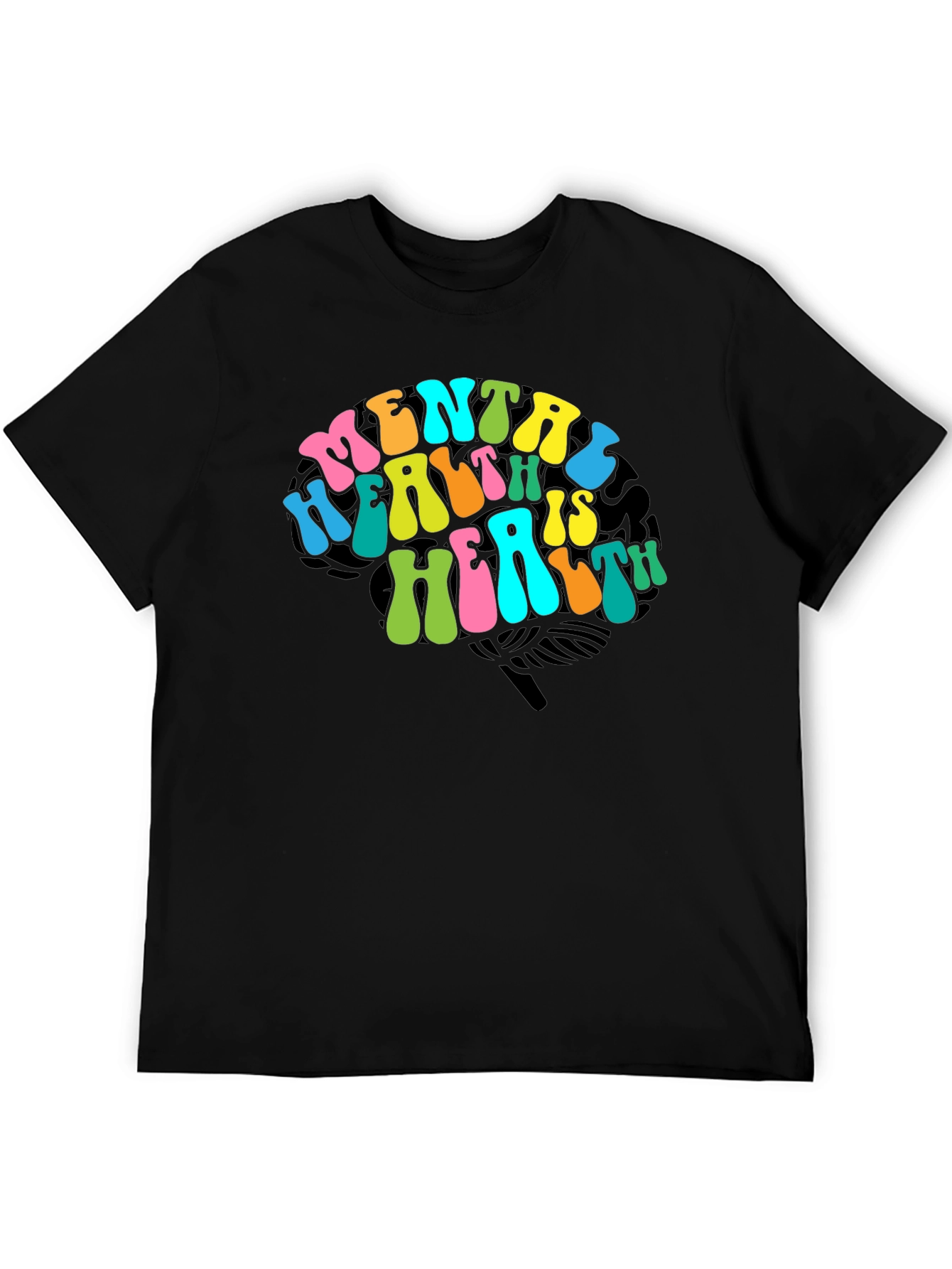 Black Mental Health Brain Graphic T-Shirt view 5