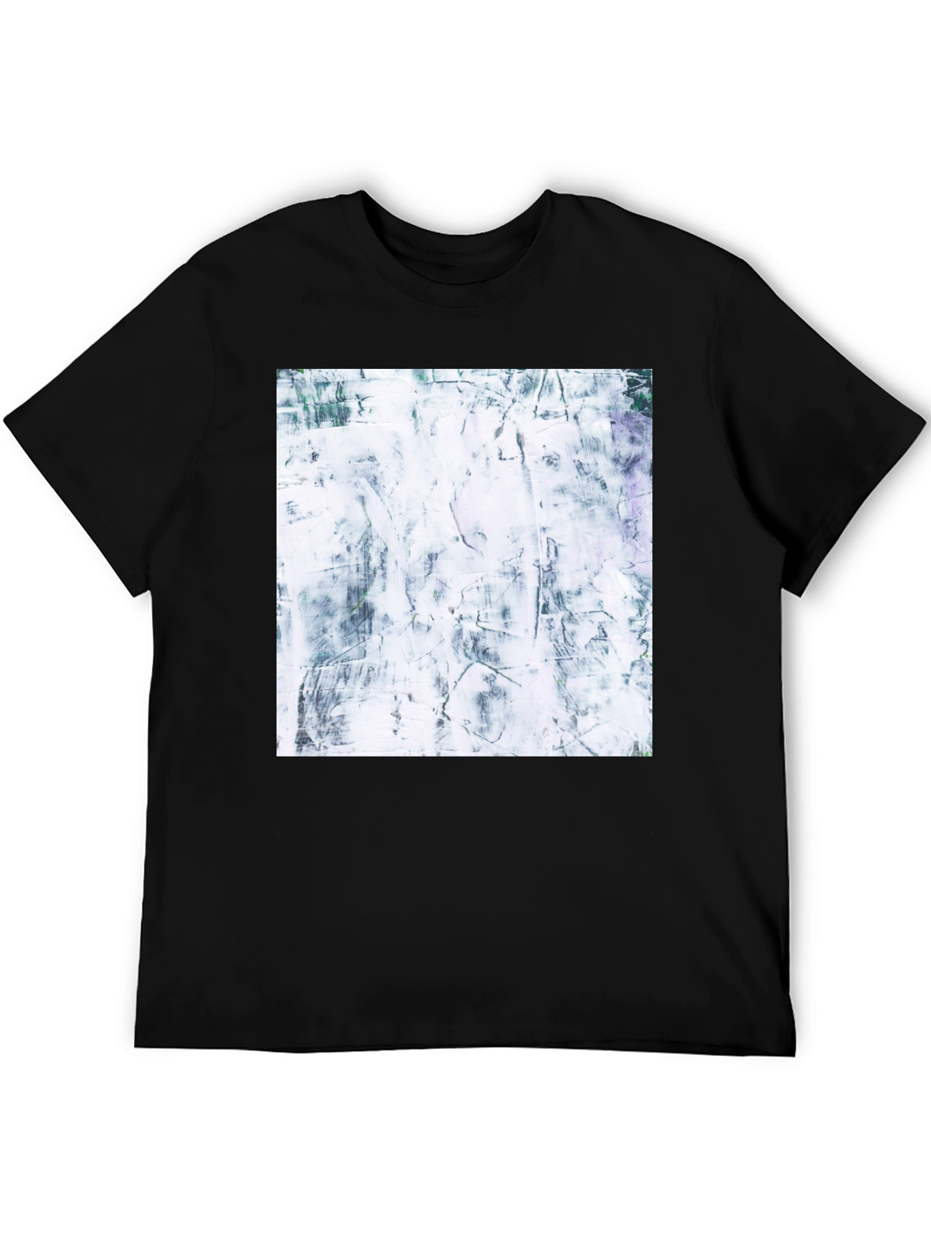Black Abstract Texture Print Black T-Shirt view 5