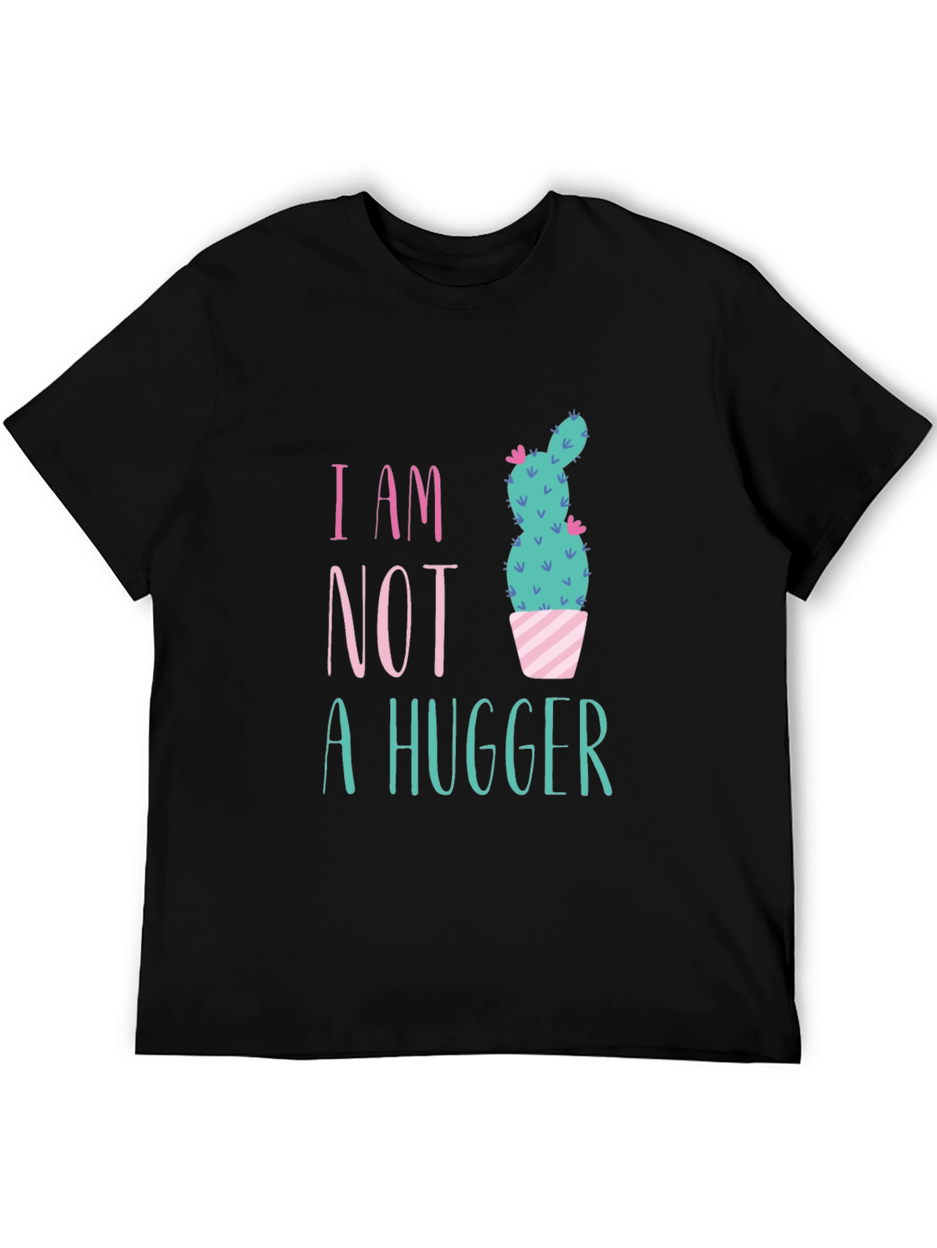 Black I Am Not A Hugger Cactus Graphic Tee view 5
