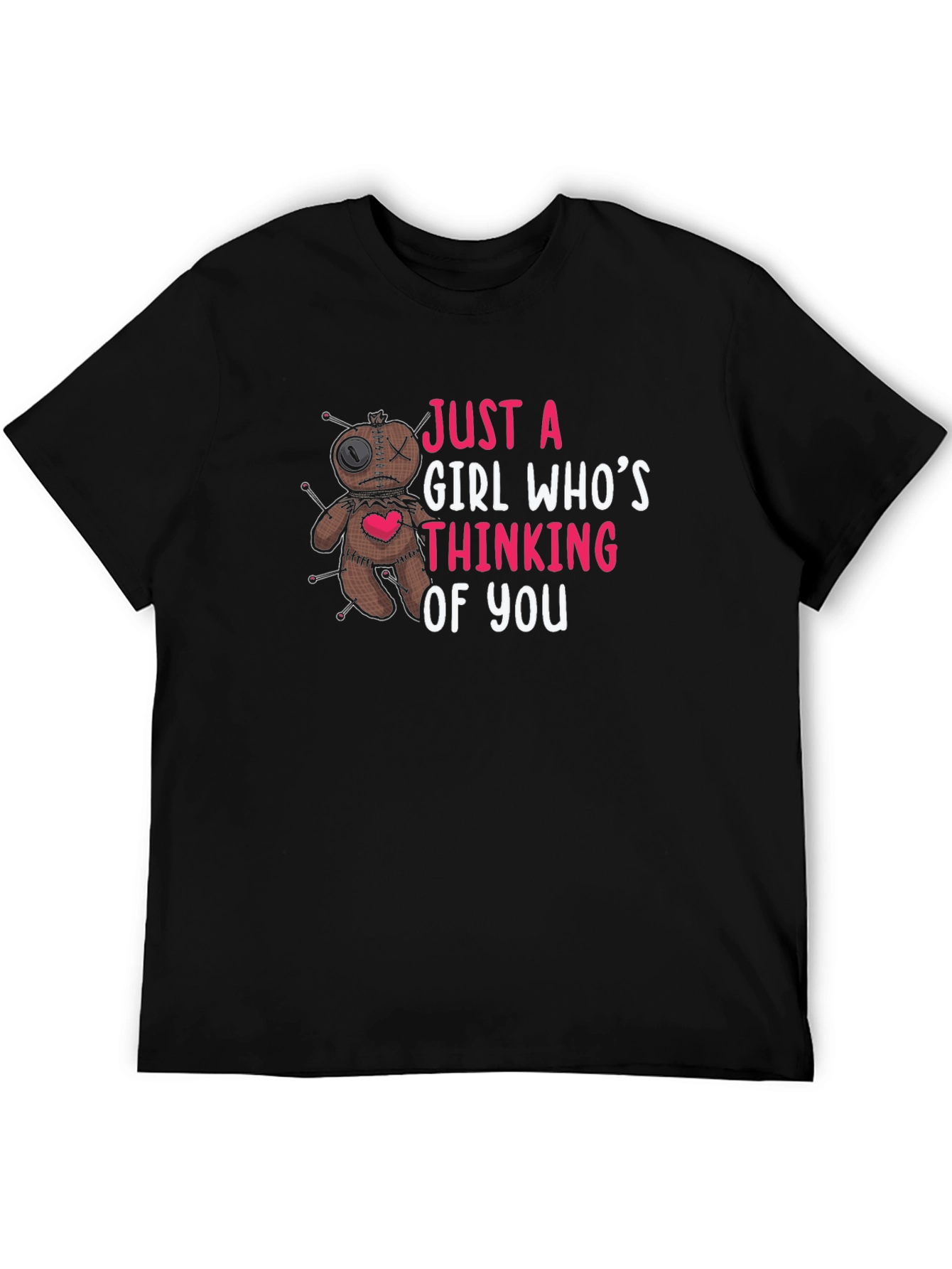 Black Just a Girl Voodoo Doll Graphic T-Shirt view 5