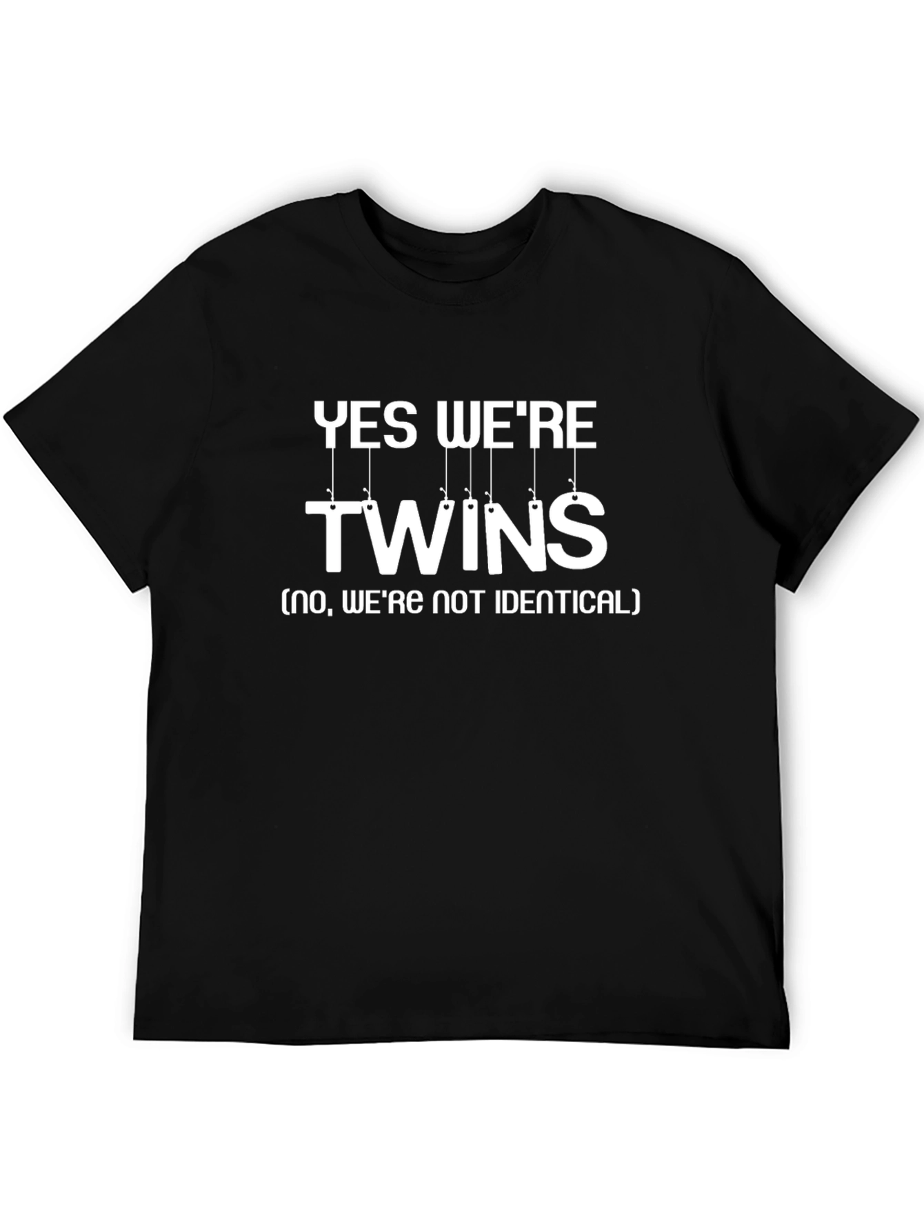 Black Funny Twins T-Shirt - Yes We're Twins (Not Identical) view 5