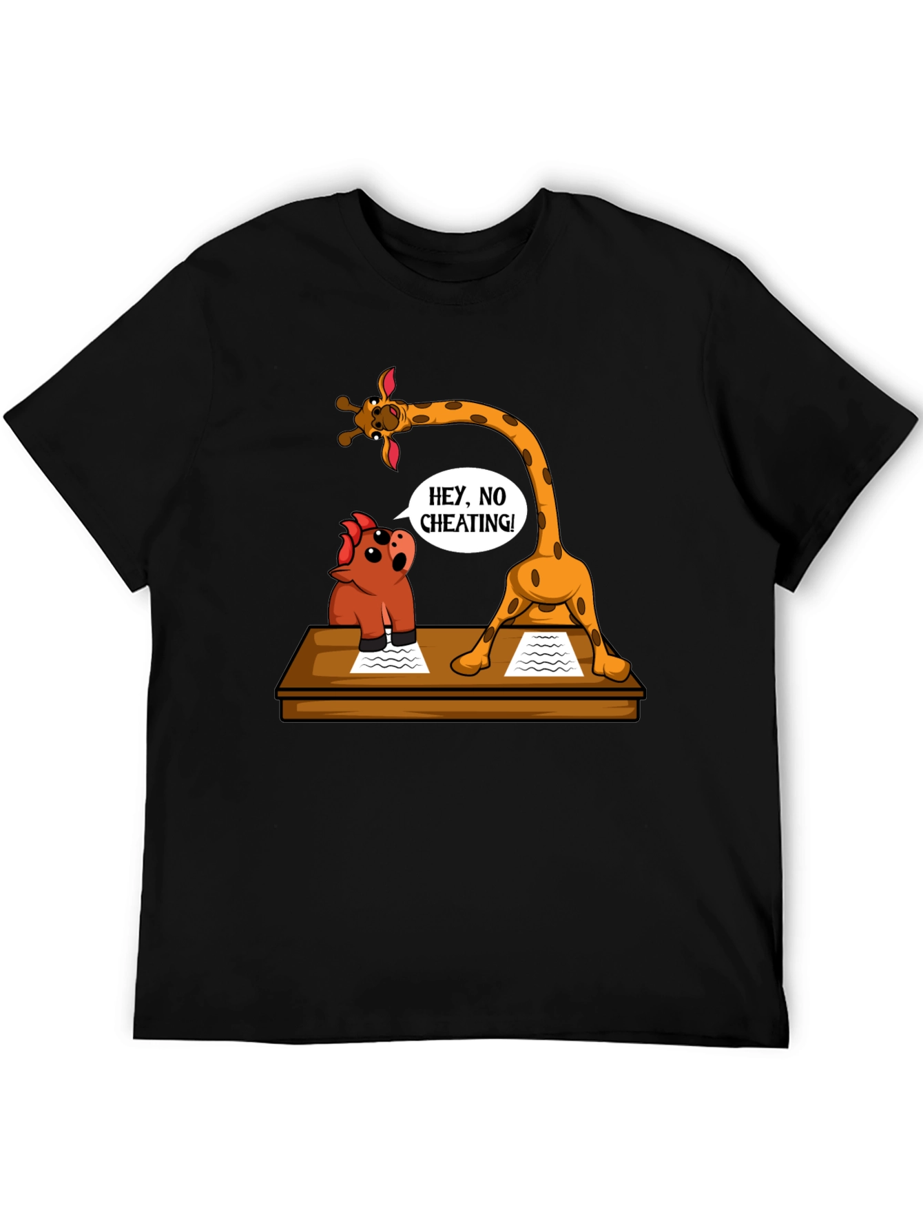 Black Funny Cheating Giraffe T-Shirt view 5