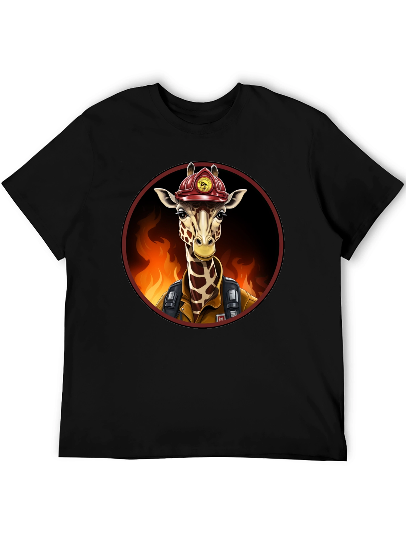 Black Giraffe Firefighter Graphic Tee view 5