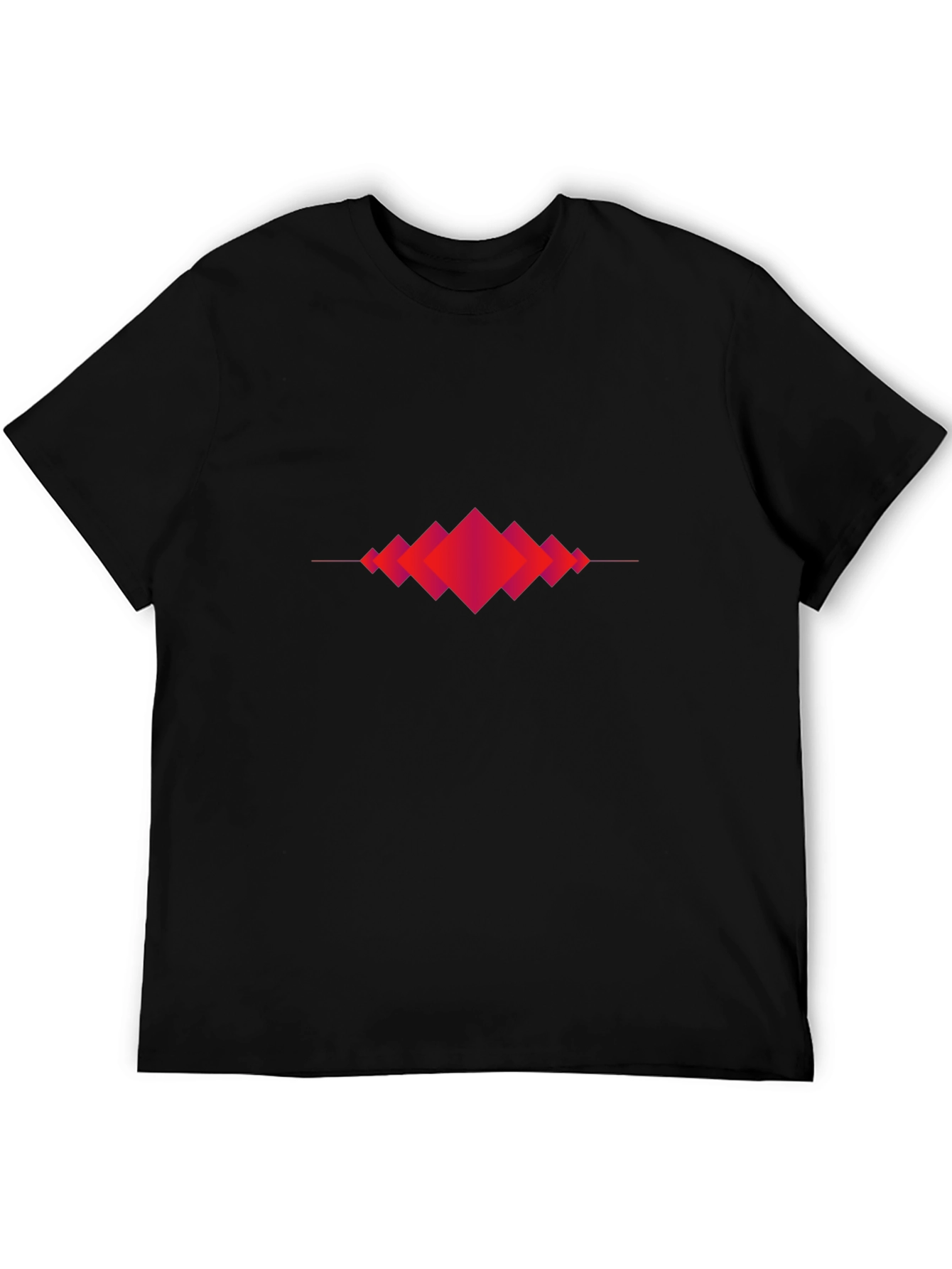 Black Abstract Geometric Red Diamond Graphic Black T-Shirt view 5