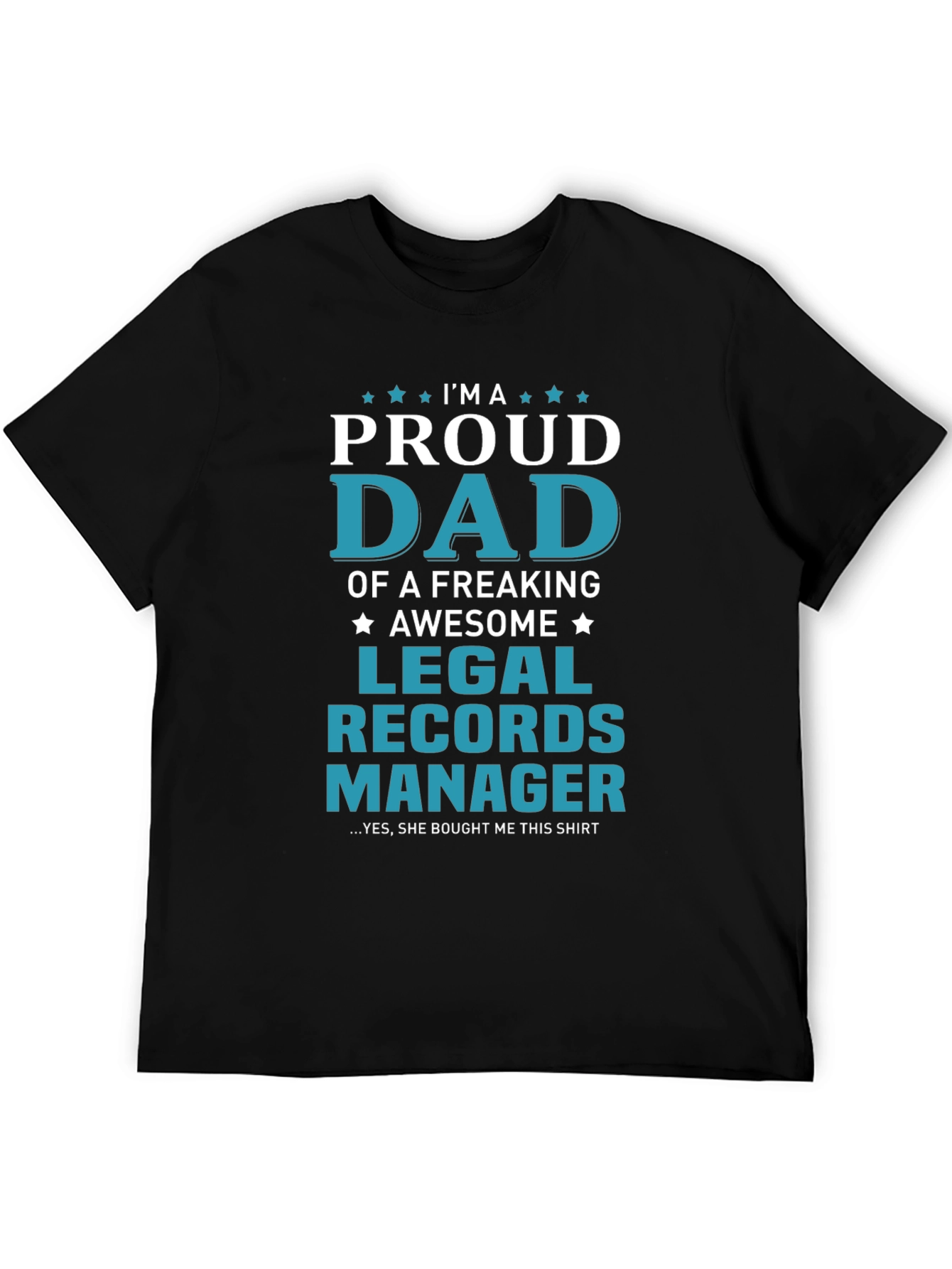 Black Proud Dad Legal Records Manager T-Shirt view 5